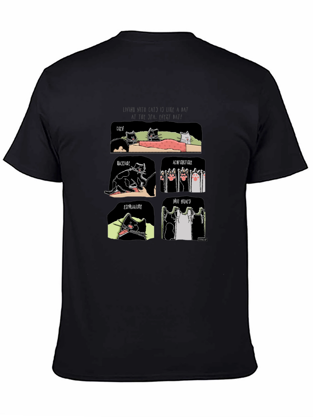 Funny Cat Spa T-Shirt - Living with Cats