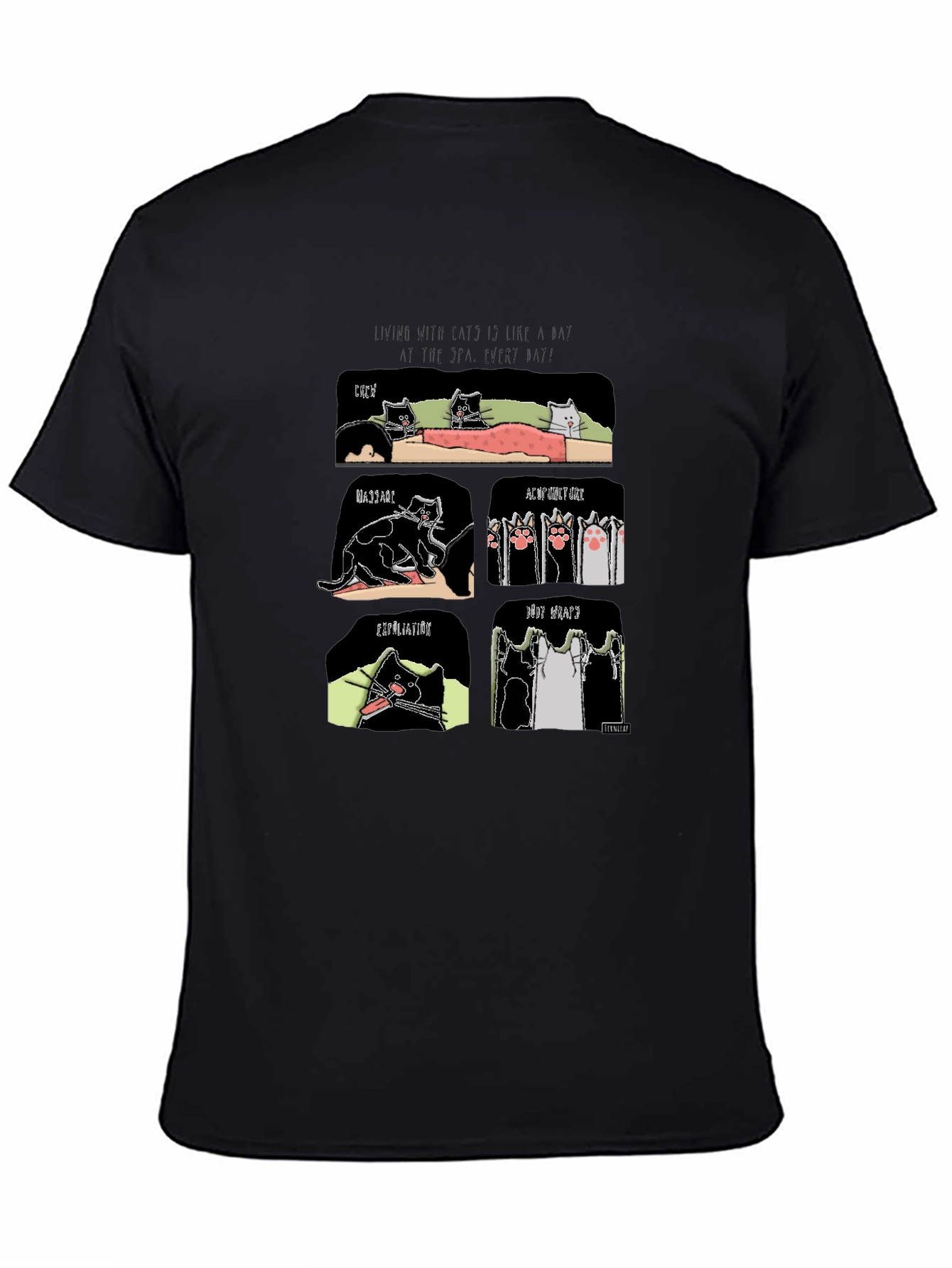 Funny Cat Spa T-Shirt - Living with Cats