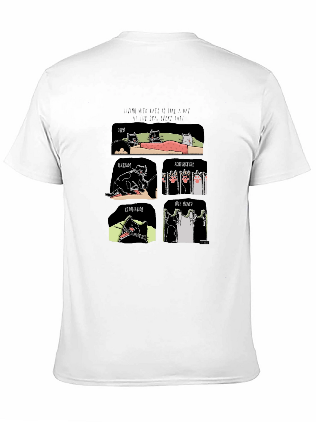 Funny Cat Spa T-Shirt - Living with Cats