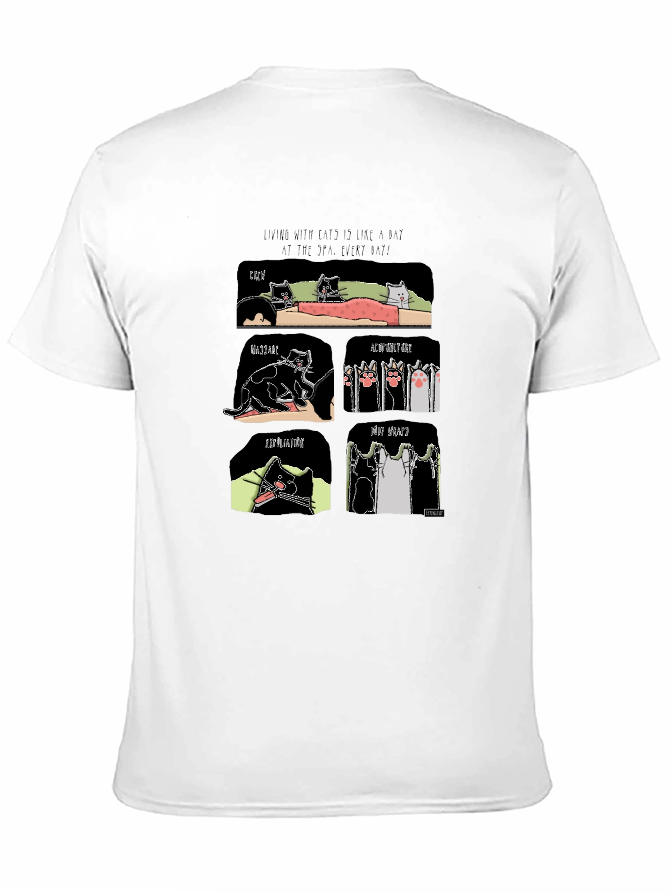 Funny Cat Spa T-Shirt - Living with Cats