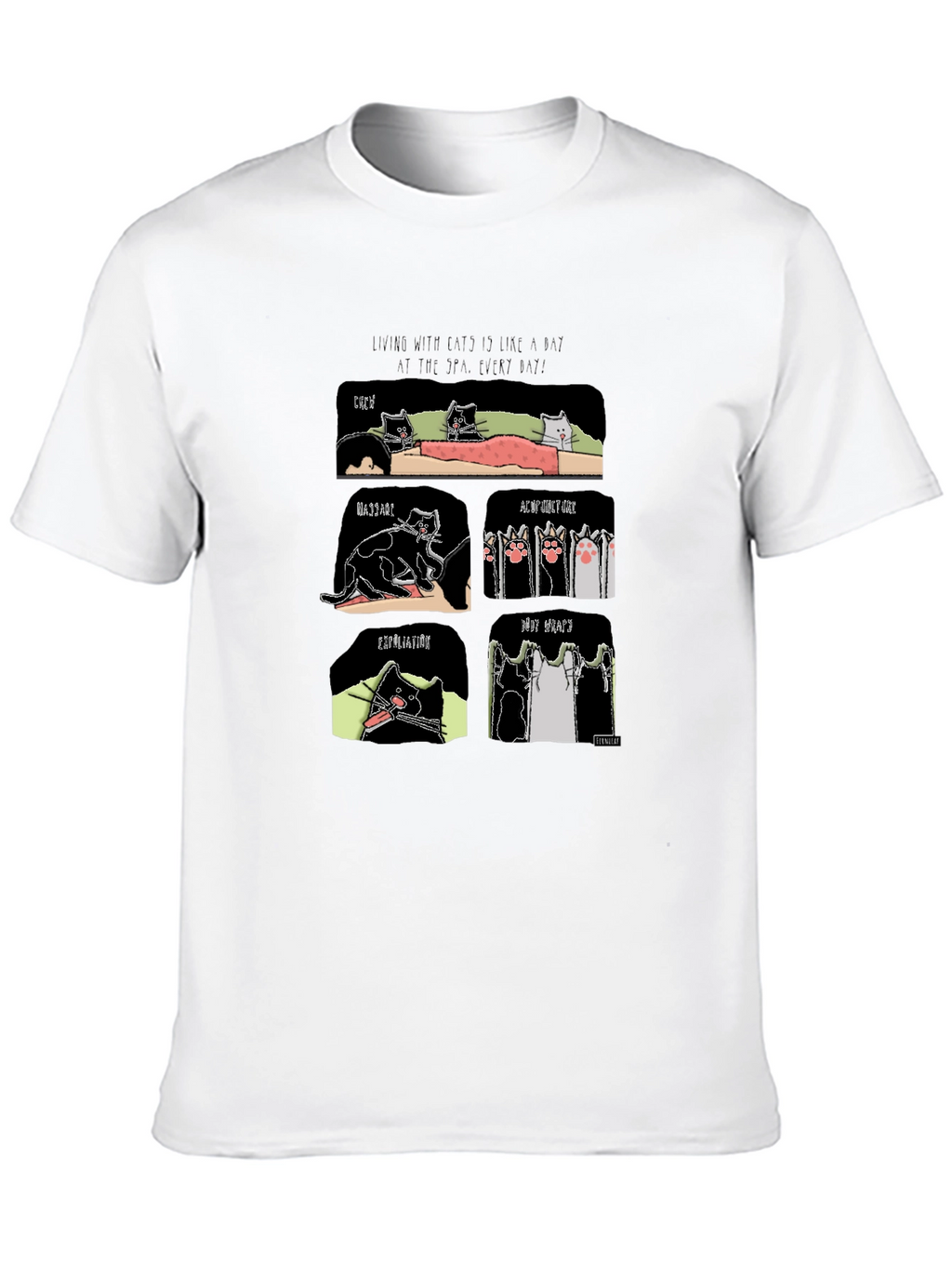 Funny Cat Spa T-Shirt - Living with Cats
