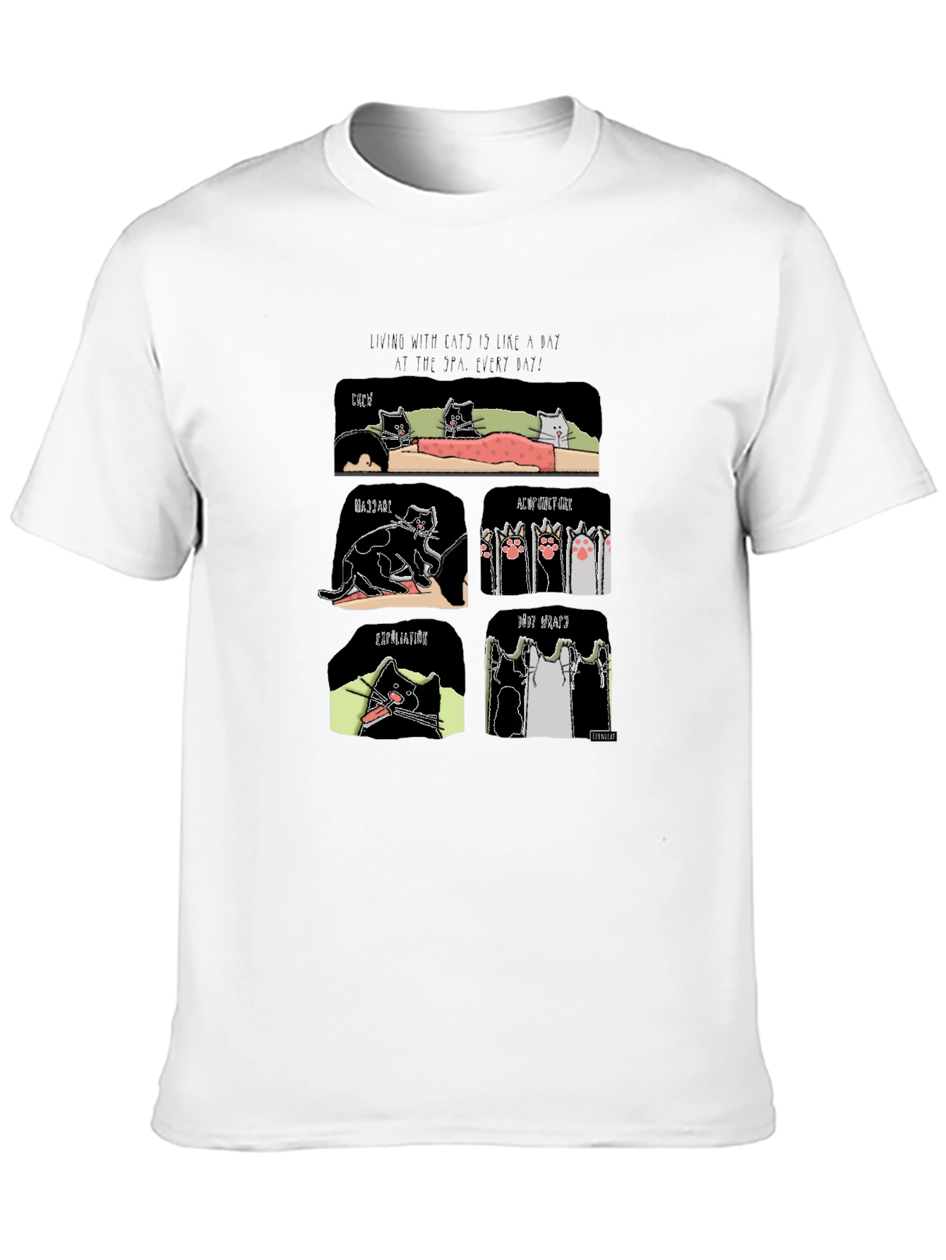 Funny Cat Spa T-Shirt - Living with Cats