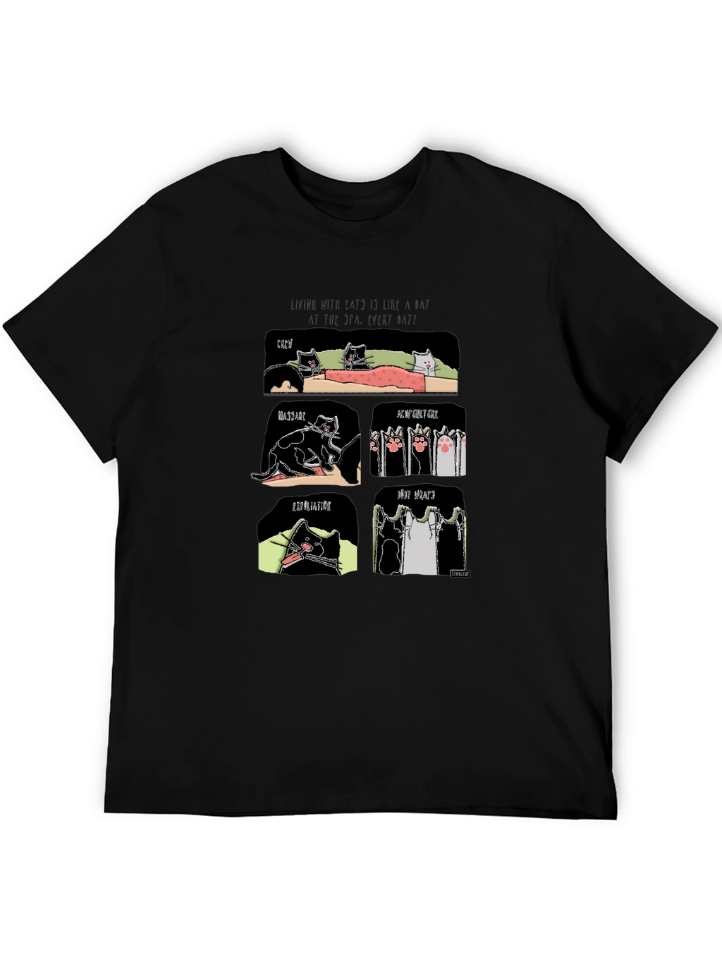 Funny Cat Spa T-Shirt - Living with Cats