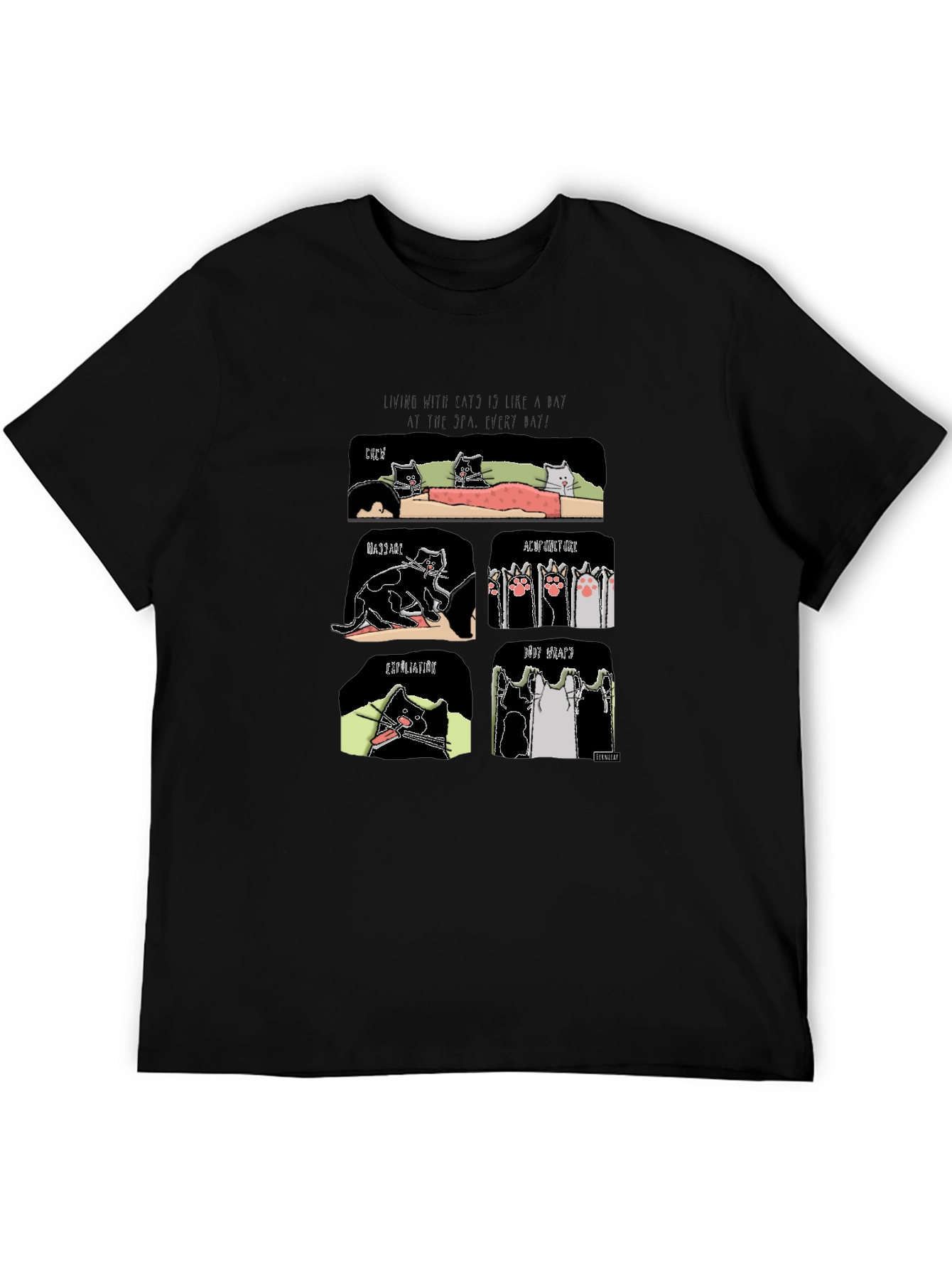 Funny Cat Spa T-Shirt - Living with Cats