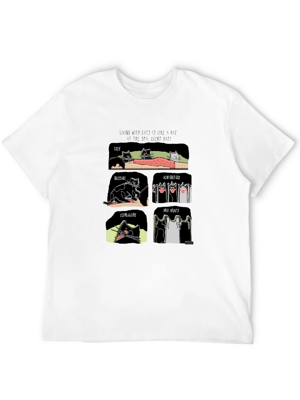 Funny Cat Spa T-Shirt - Living with Cats