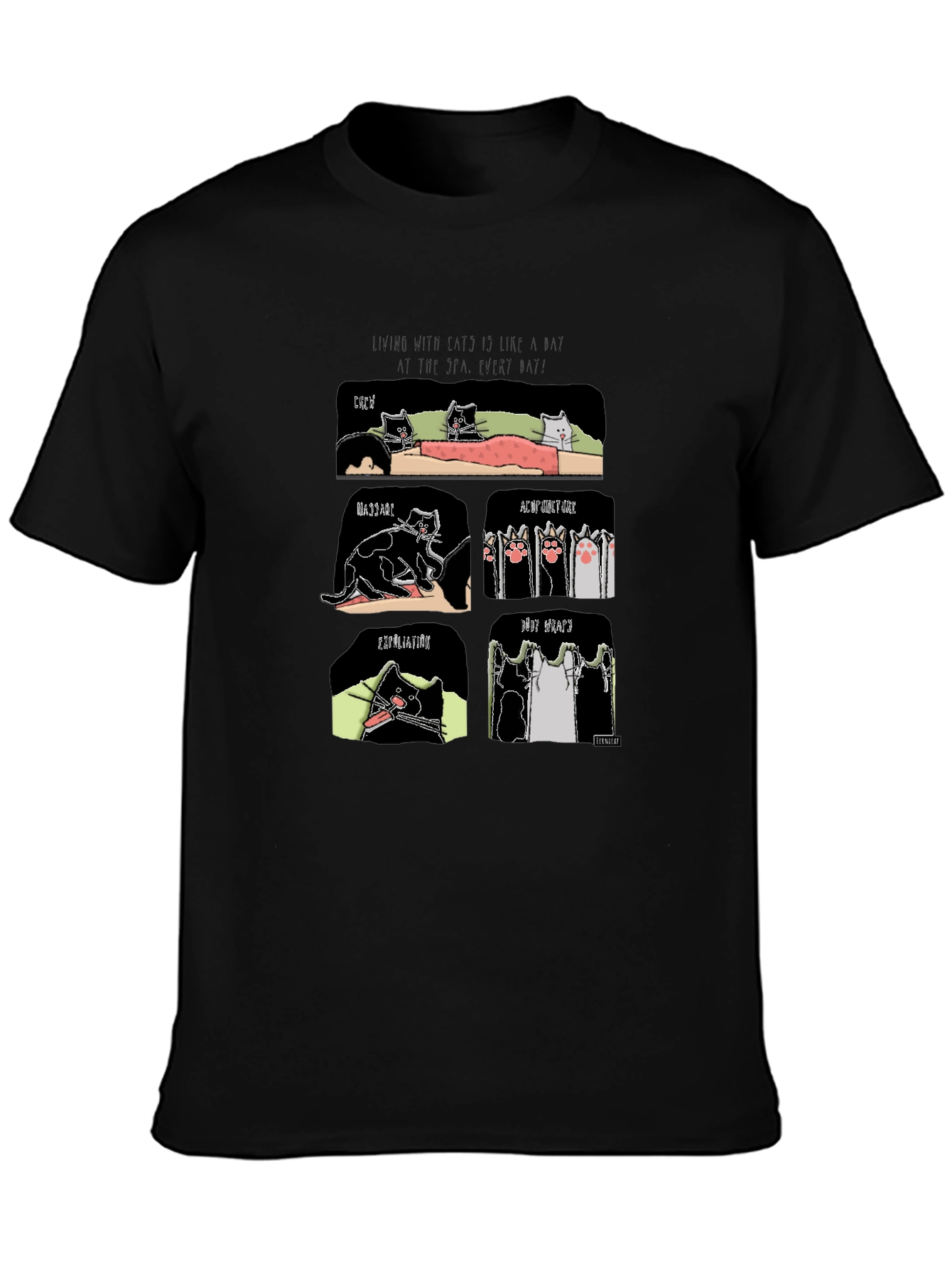 Funny Cat Spa T-Shirt - Living with Cats