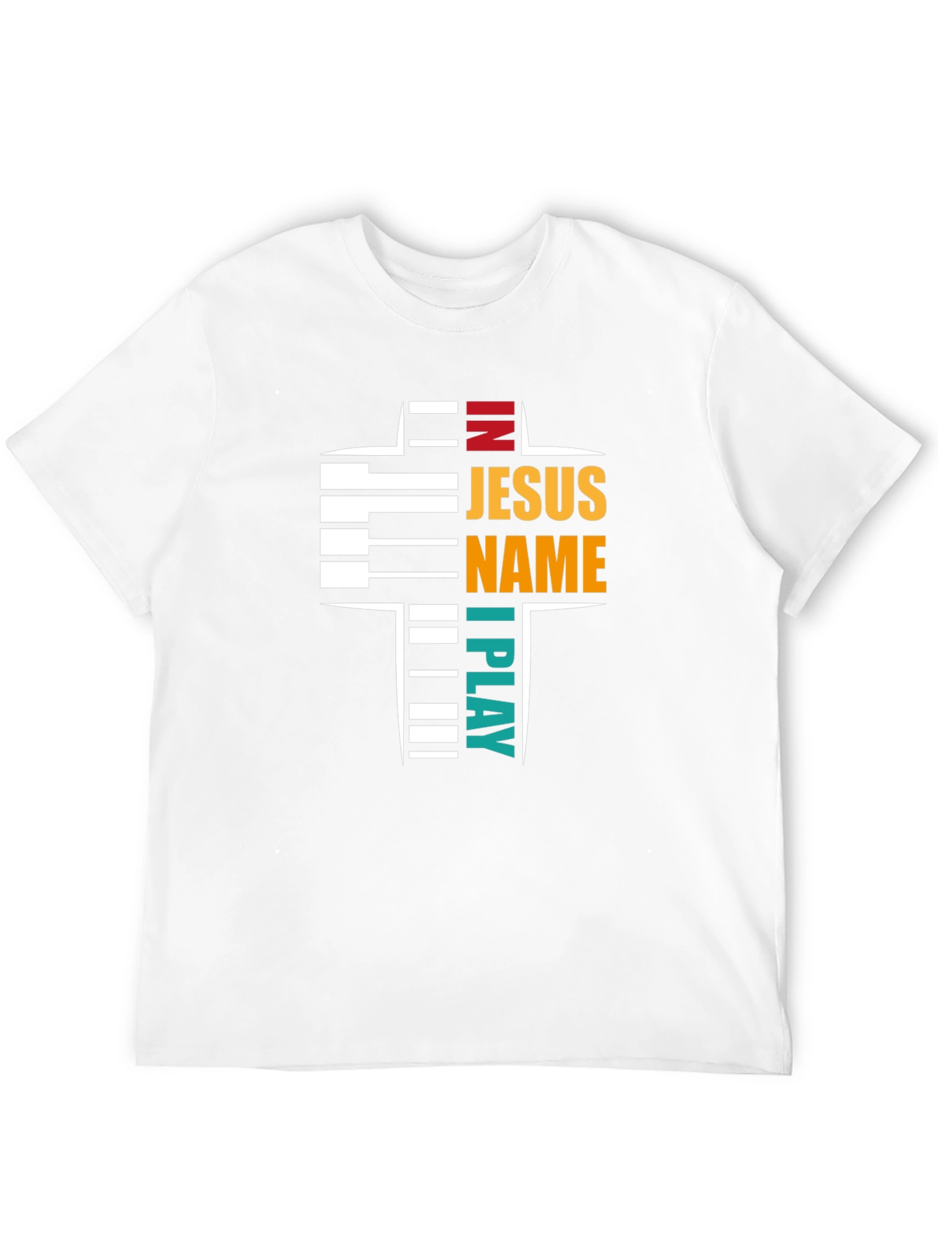In Jesus Name I Play Piano Christian Graphic T-Shirt
