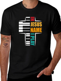 In Jesus Name I Play Piano Christian Graphic T-Shirt