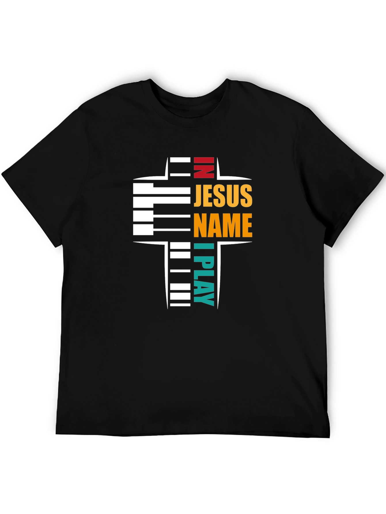 In Jesus Name I Play Piano Christian Graphic T-Shirt