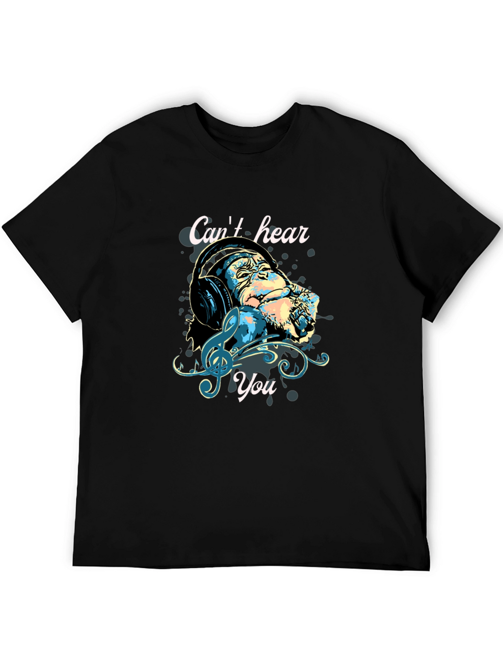Monkey Headphones T-Shirt - Cant Hear You