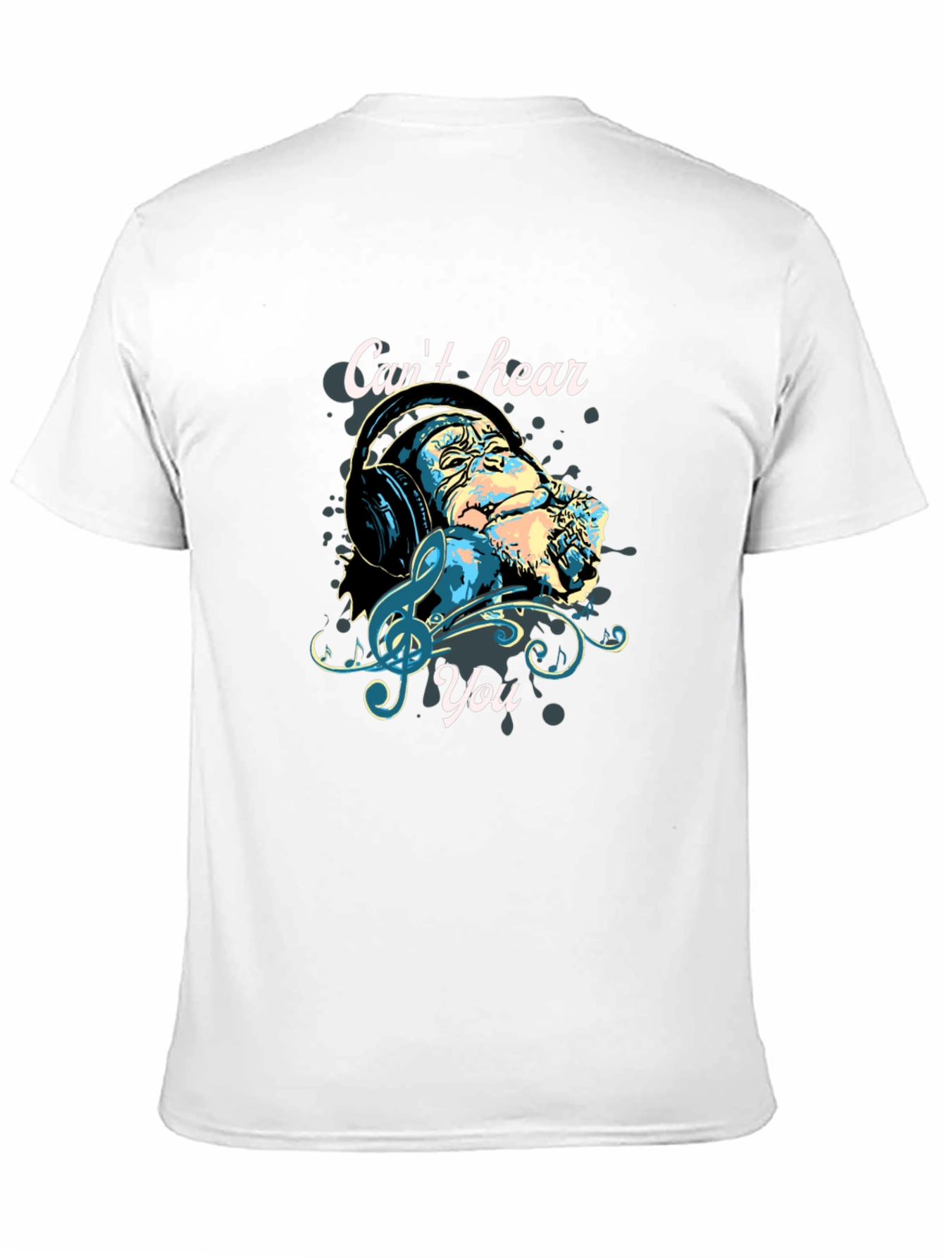 Monkey Headphones T-Shirt - Cant Hear You