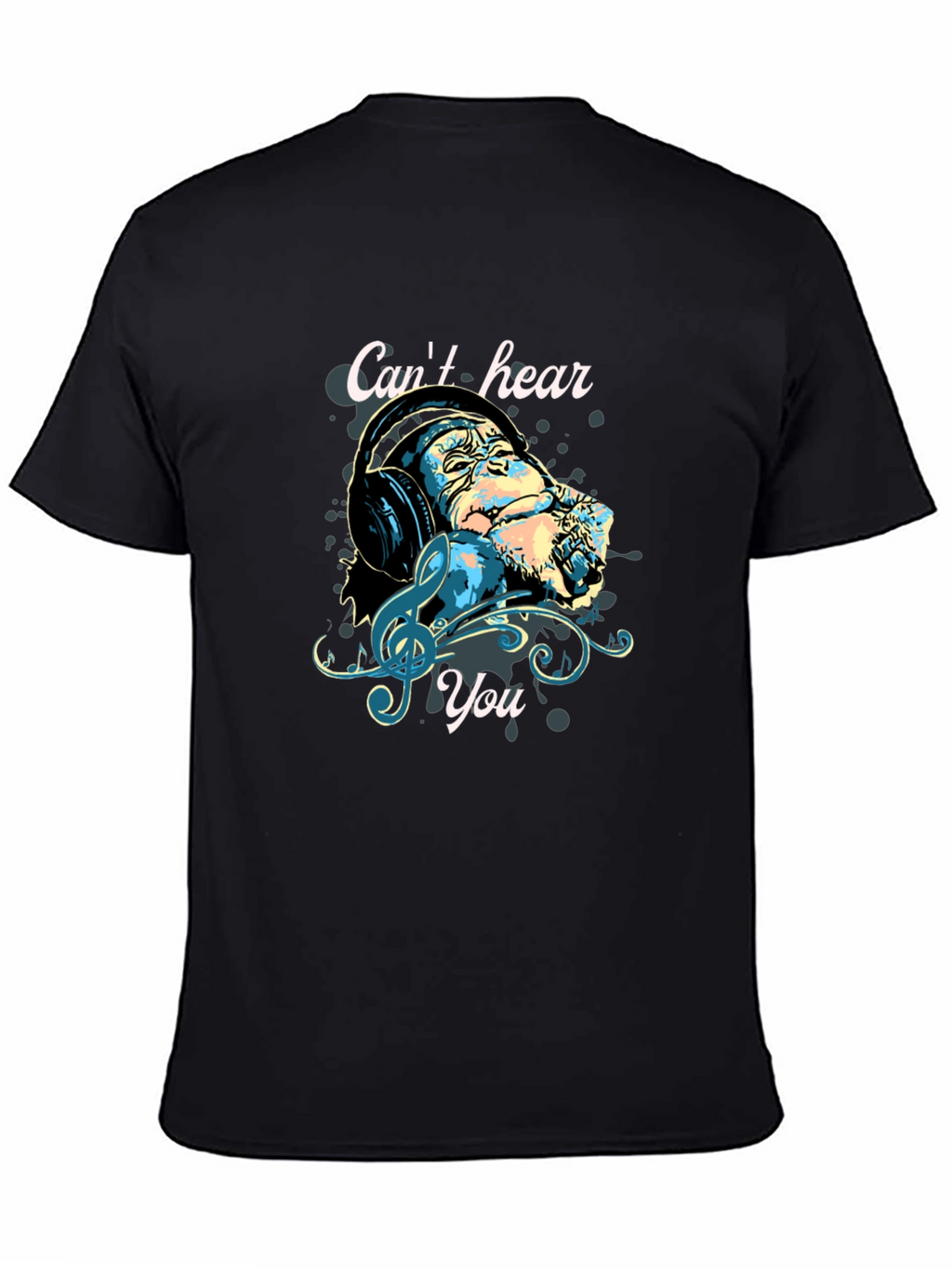 Monkey Headphones T-Shirt - Cant Hear You