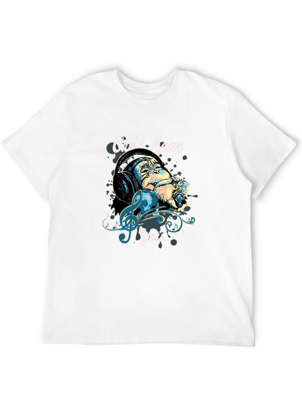 Monkey Headphones T-Shirt - Cant Hear You