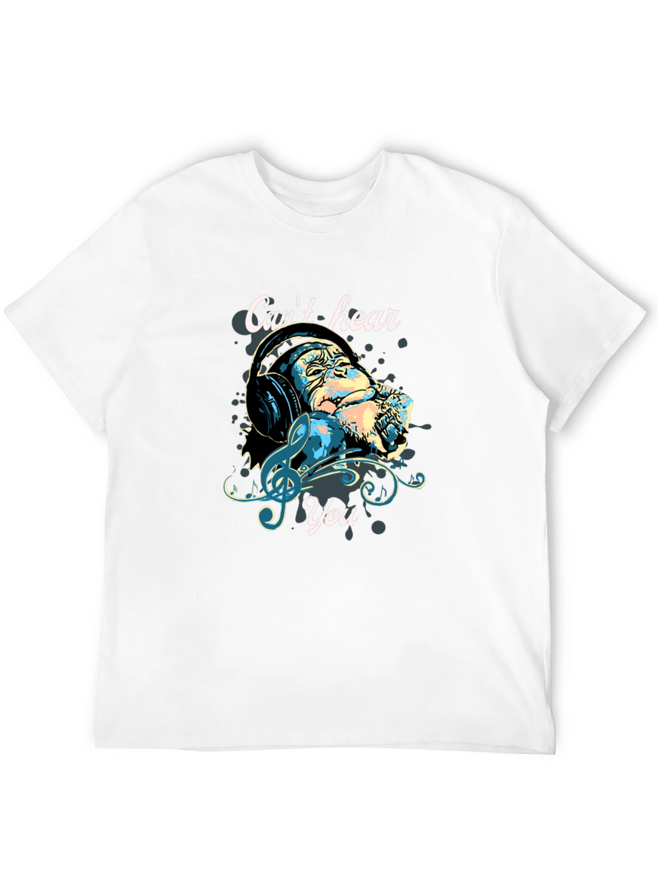 Monkey Headphones T-Shirt - Cant Hear You