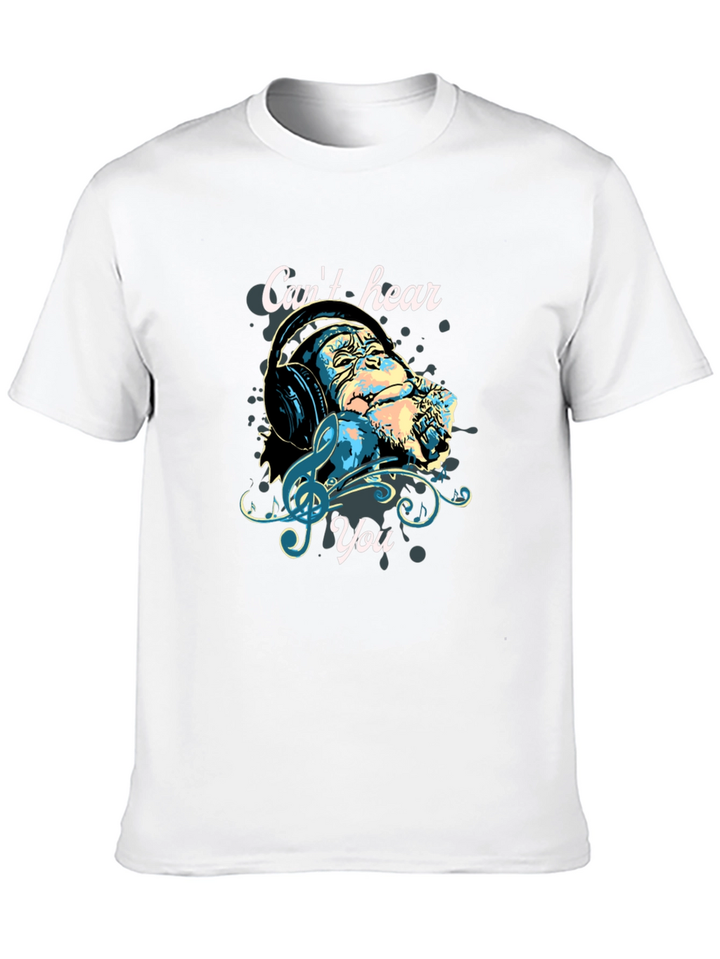 Monkey Headphones T-Shirt - Cant Hear You