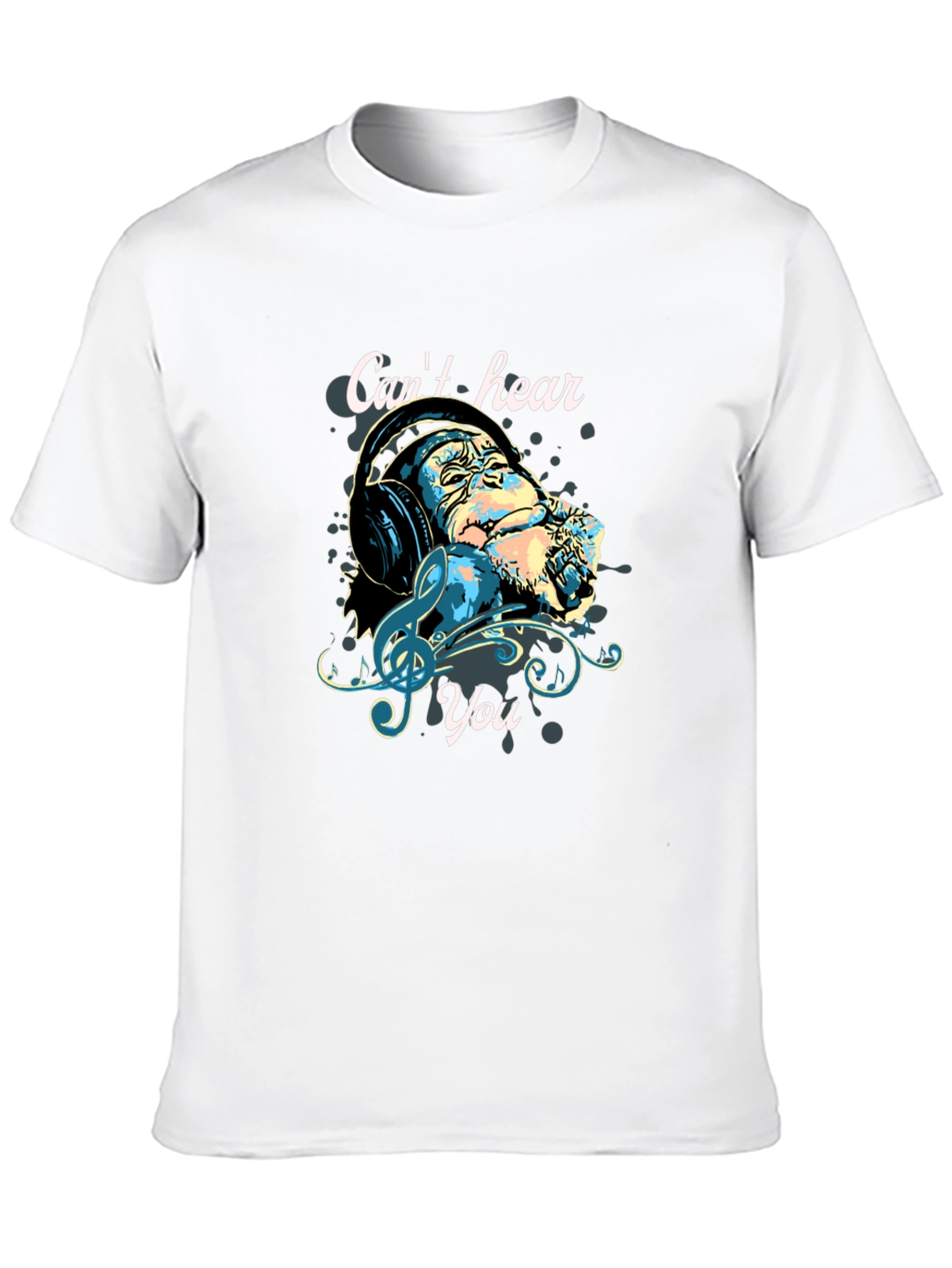 Monkey Headphones T-Shirt - Cant Hear You