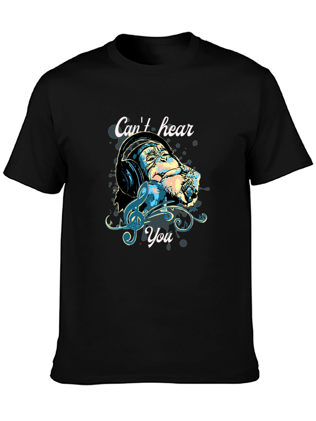 Monkey Headphones T-Shirt - Cant Hear You