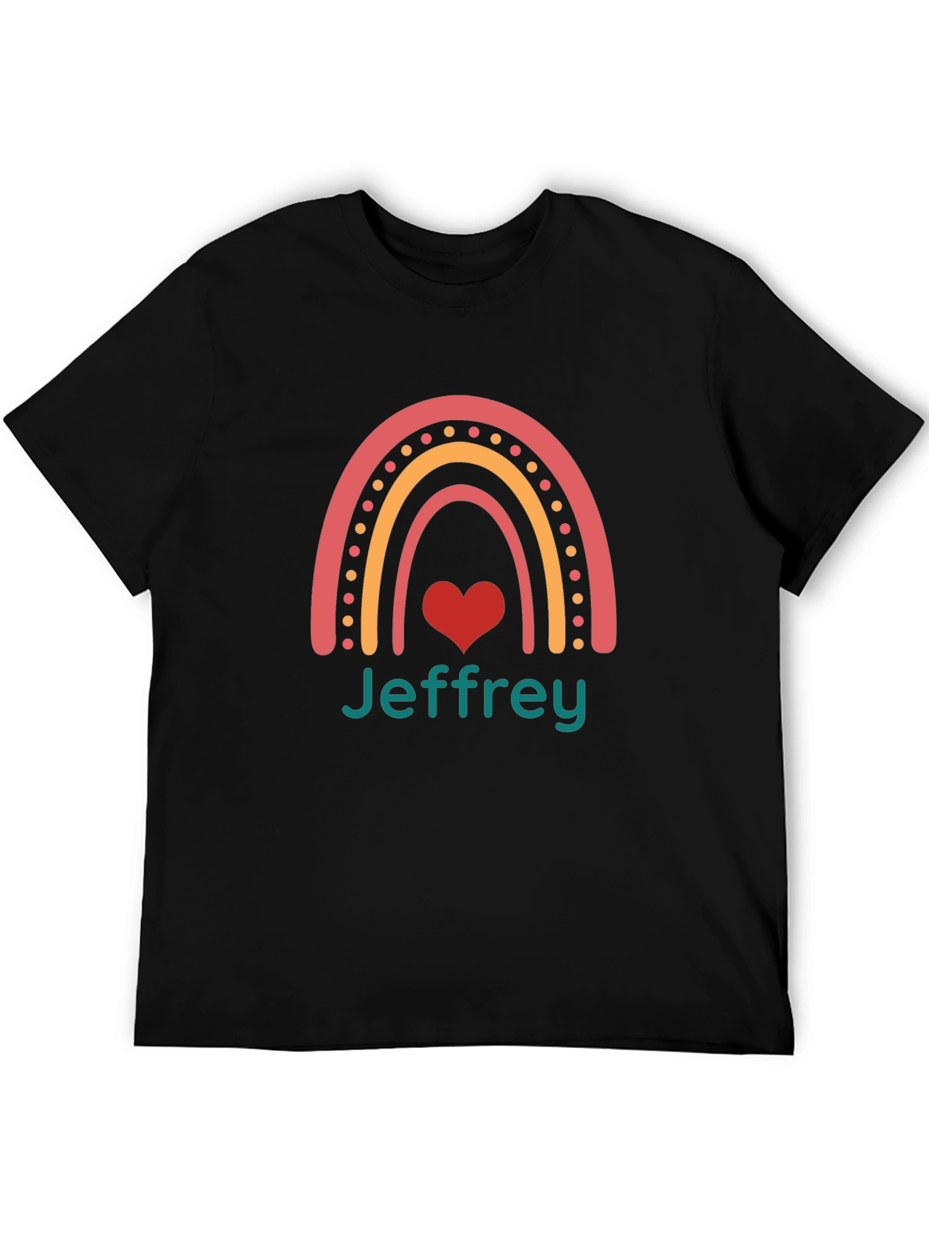 Jeffrey Rainbow Heart Graphic Tee - Black