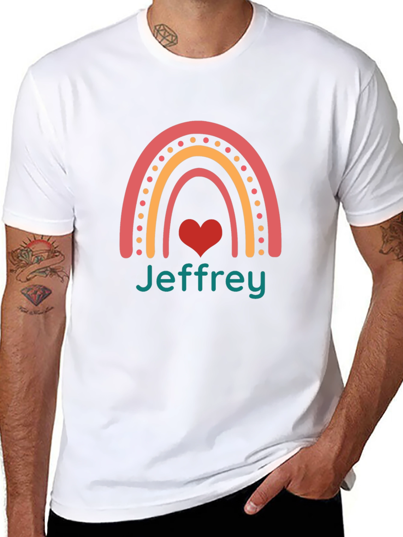 Jeffrey Rainbow Heart Graphic Tee - Black