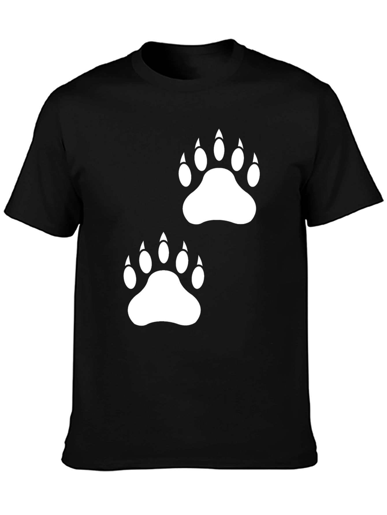 Bear Paw Print Graphic Black Tee Shirt