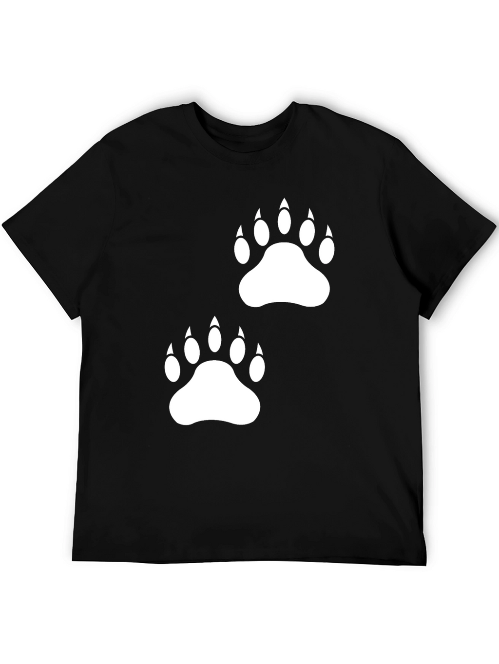 Bear Paw Print Graphic Black Tee Shirt