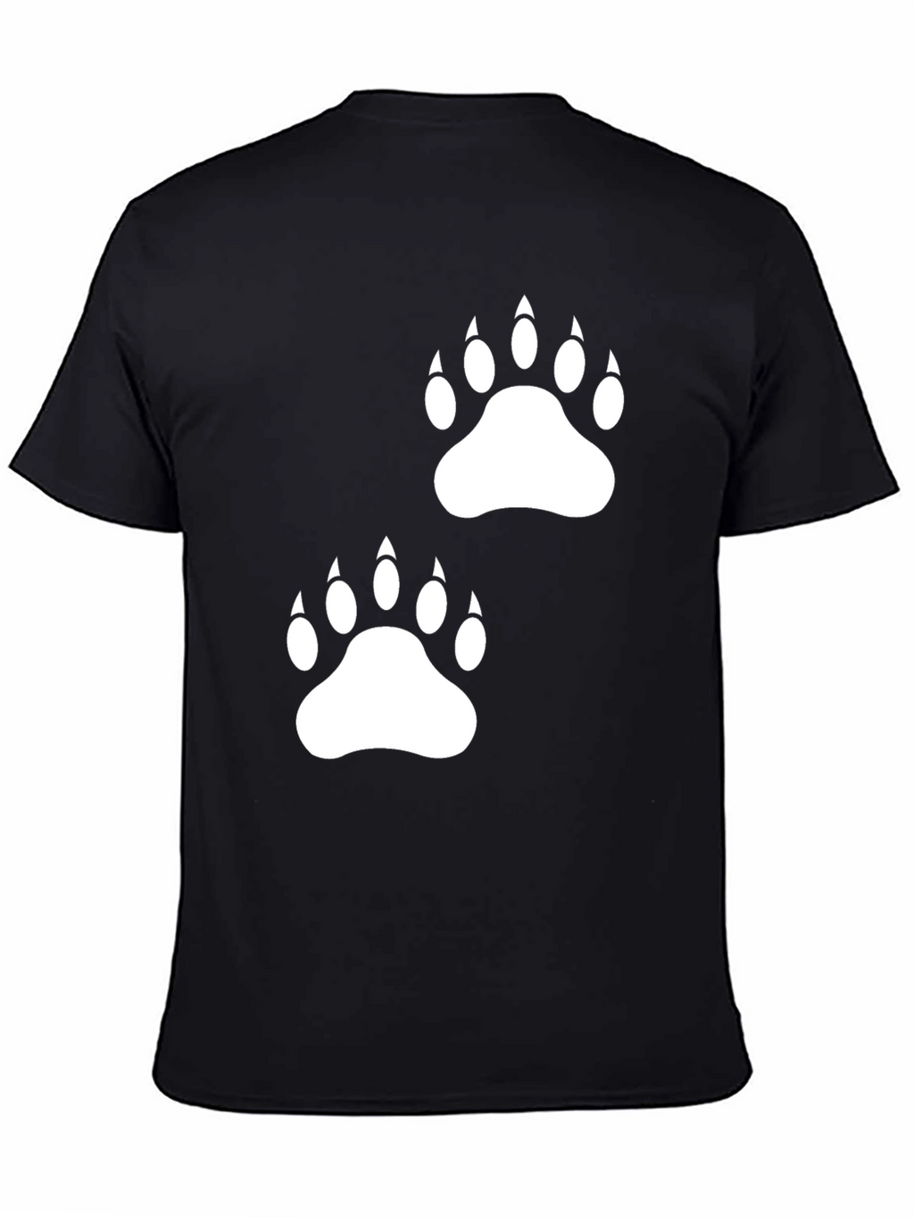 Bear Paw Print Graphic Black Tee Shirt