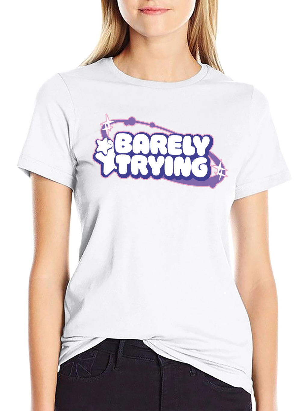 Barely Trying Graphic Tee - Black Casual T-Shirt