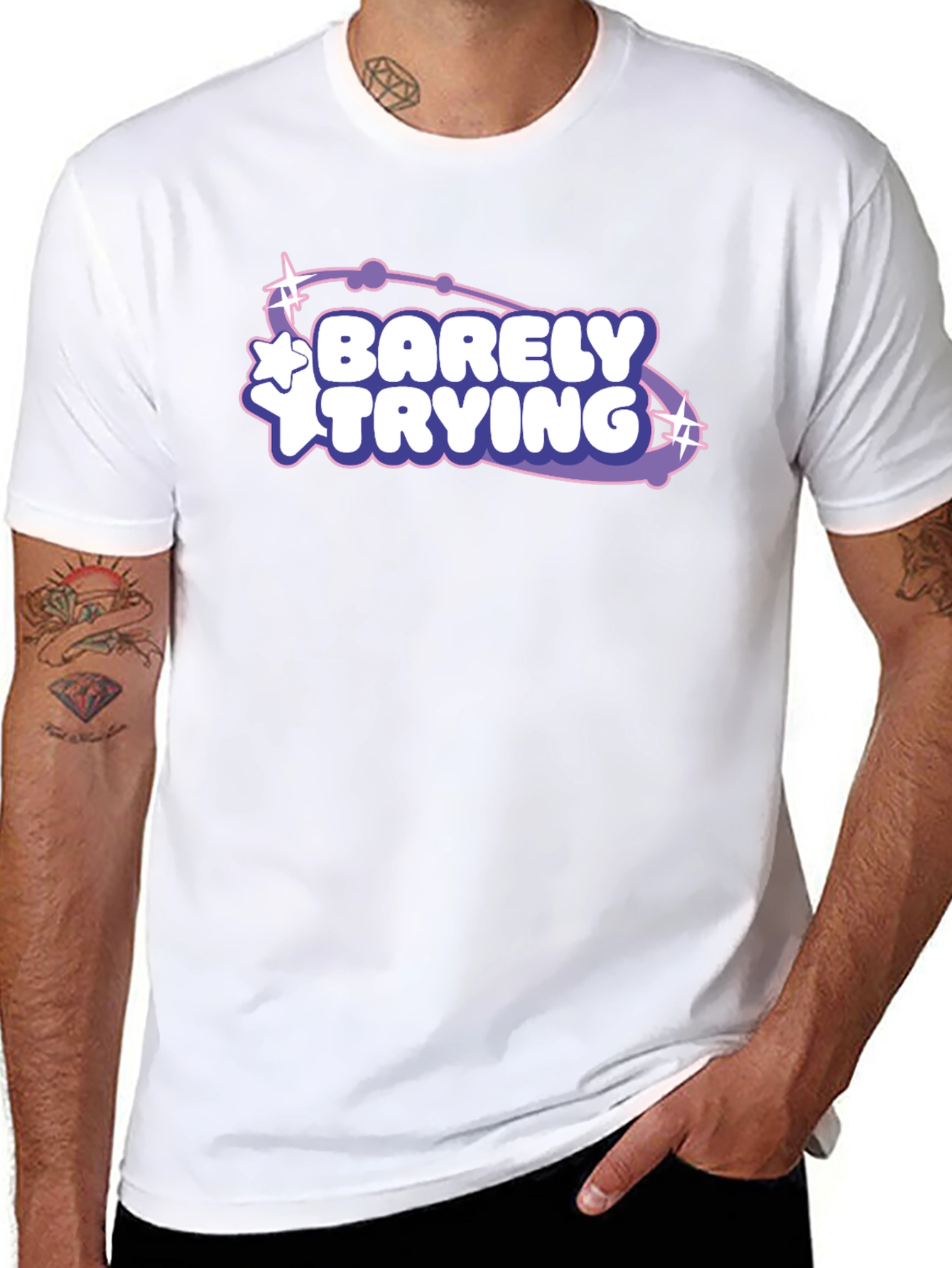 Barely Trying Graphic Tee - Black Casual T-Shirt