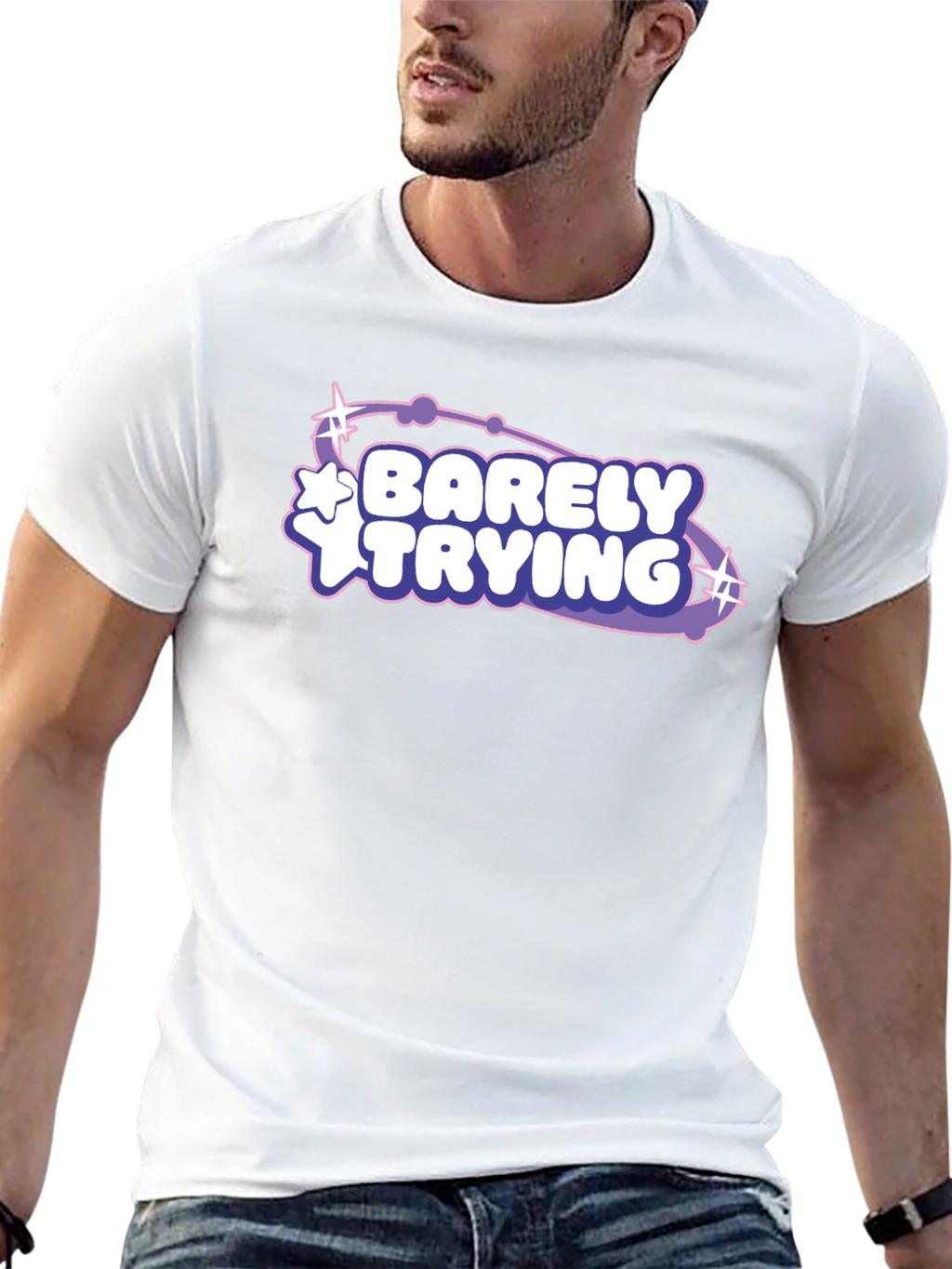Barely Trying Graphic Tee - Black Casual T-Shirt