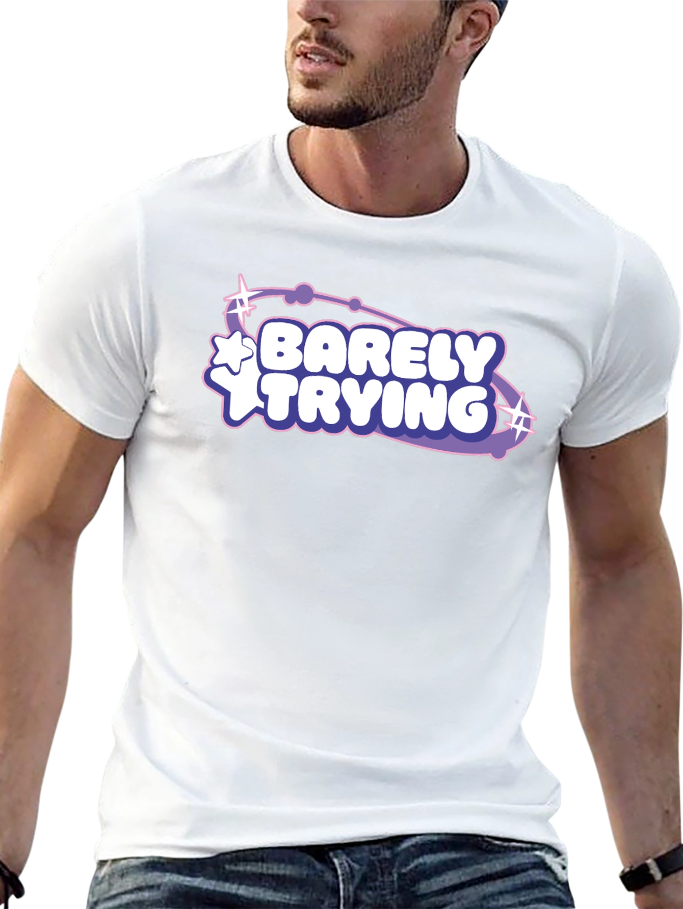 Barely Trying Graphic Tee - Black Casual T-Shirt