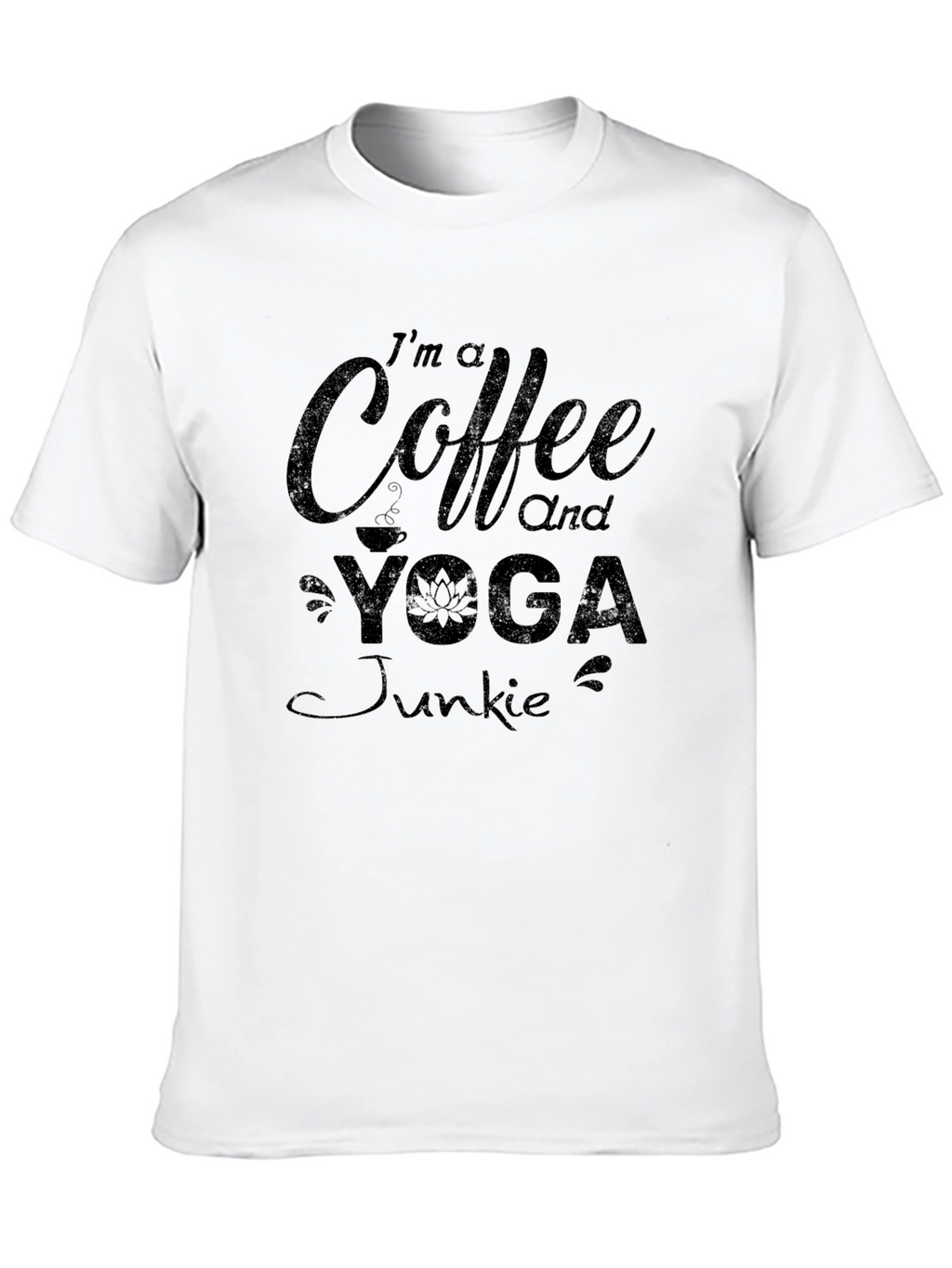 Coffee and Yoga Junkie Black Graphic T-Shirt