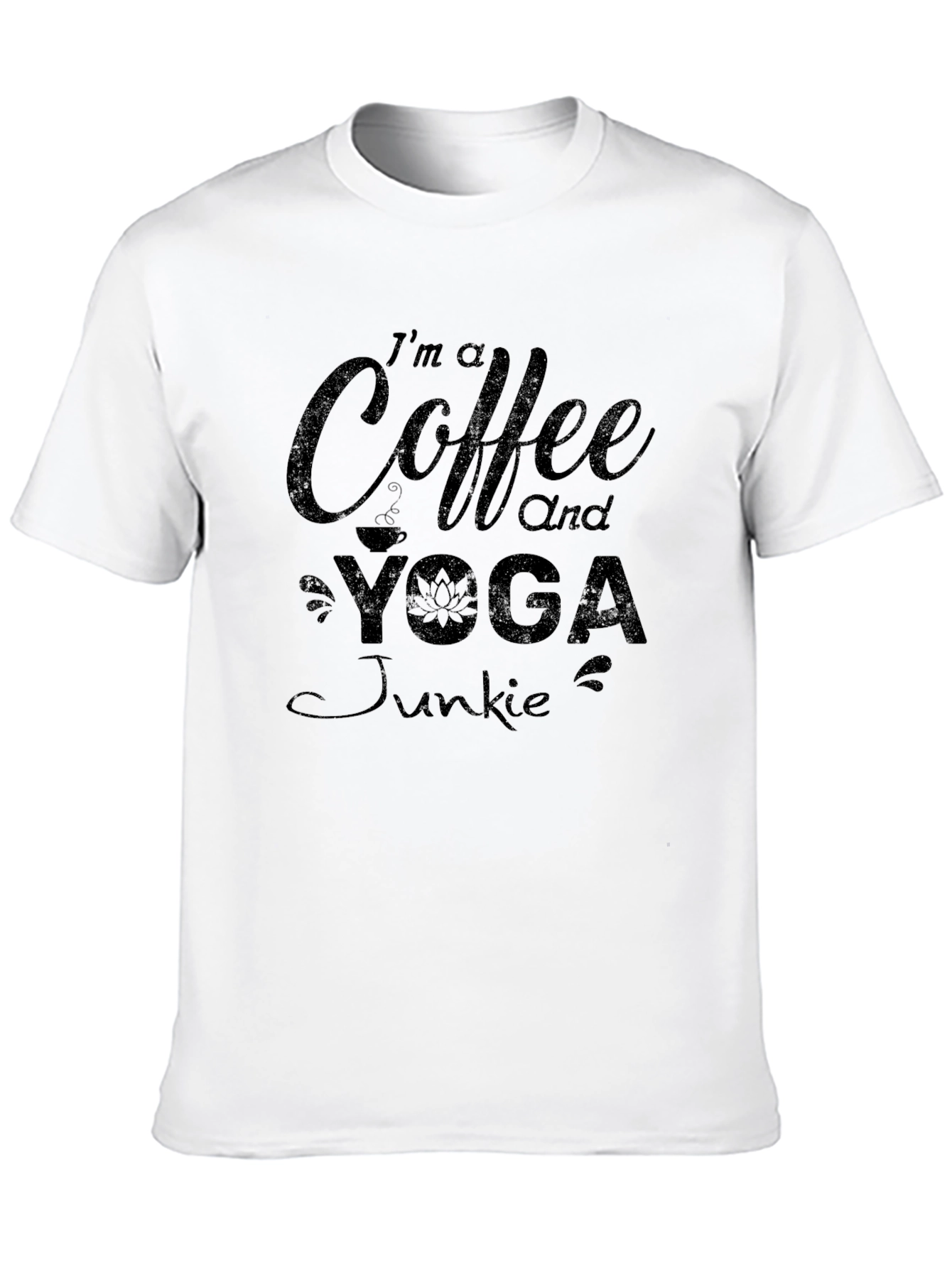 Coffee and Yoga Junkie Black Graphic T-Shirt