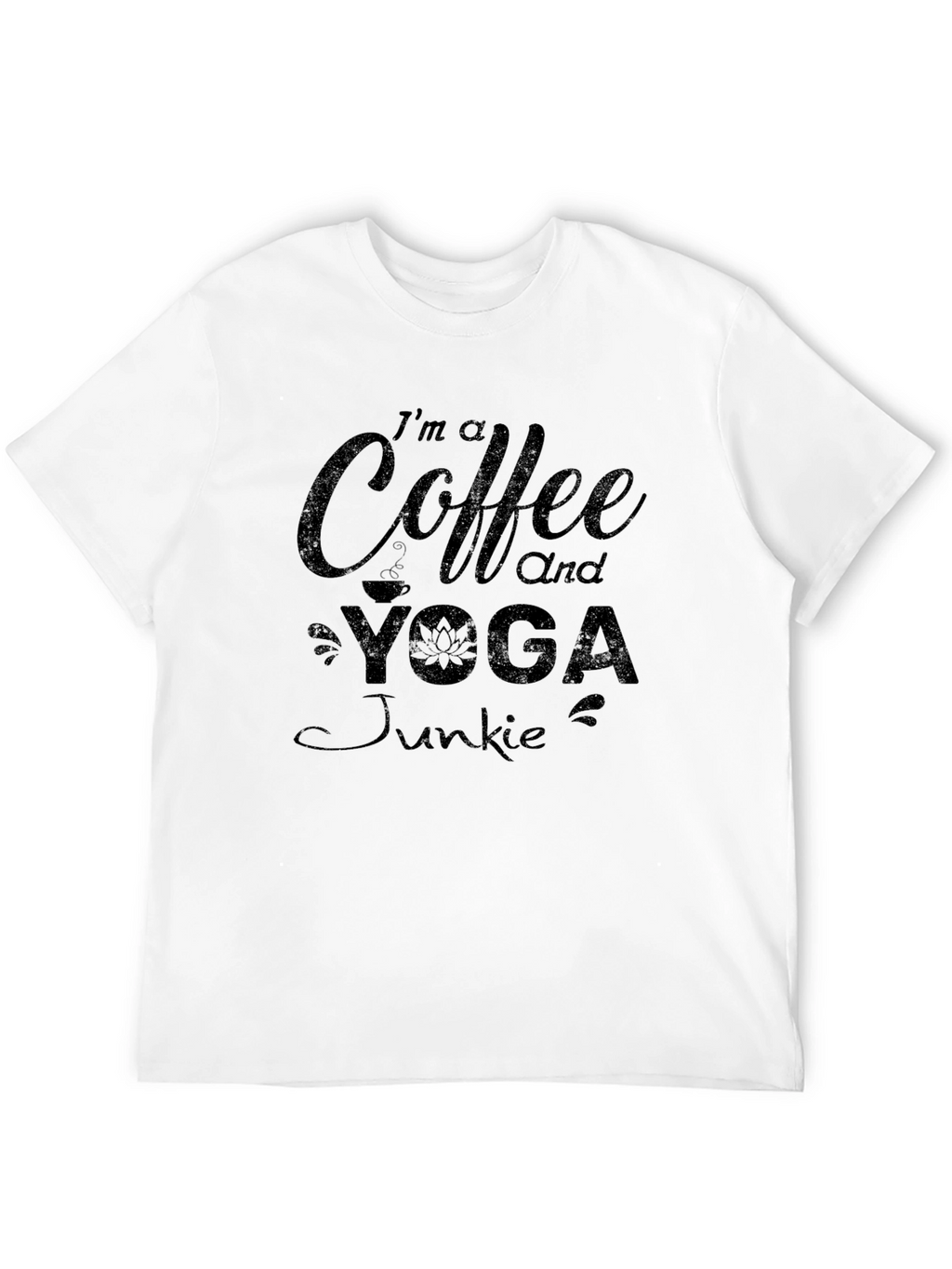 Coffee and Yoga Junkie Black Graphic T-Shirt