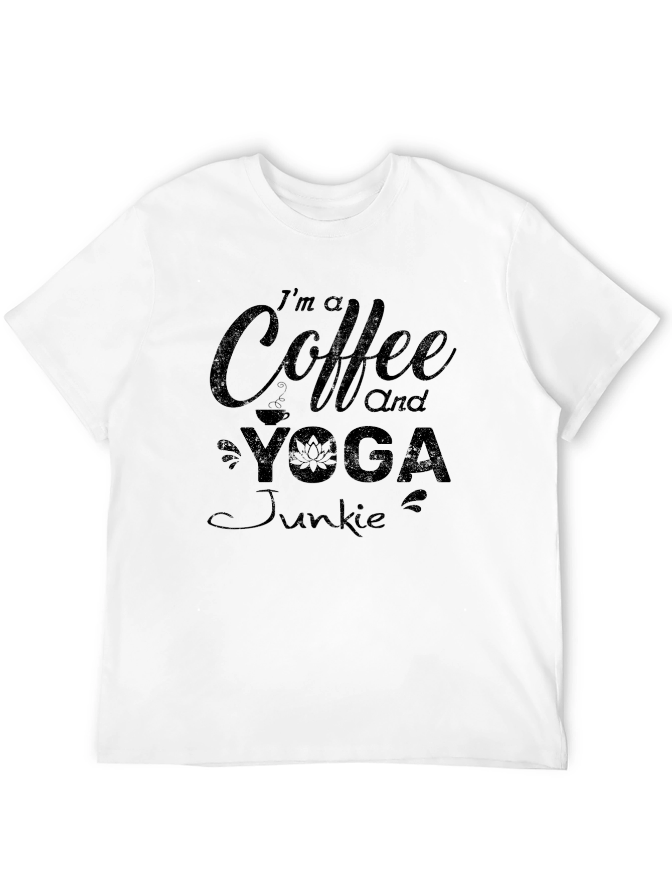 Coffee and Yoga Junkie Black Graphic T-Shirt