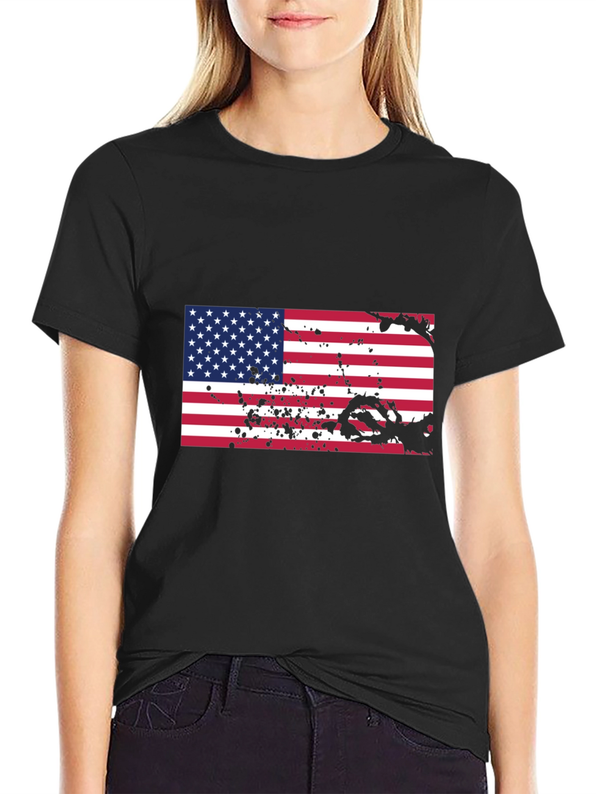 American Flag Splatter Graphic T-Shirt