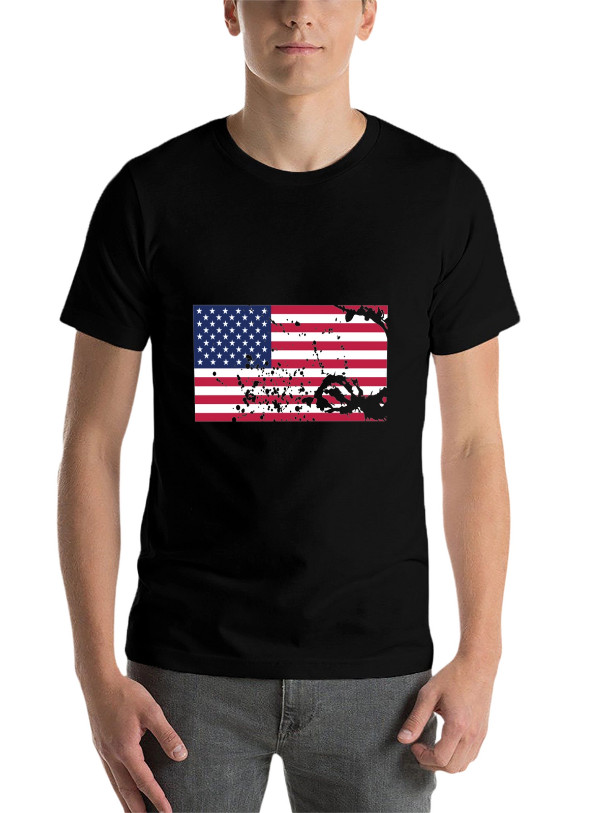 American Flag Splatter Graphic T-Shirt