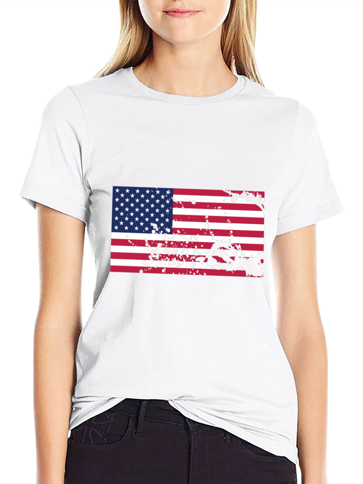 American Flag Splatter Graphic T-Shirt