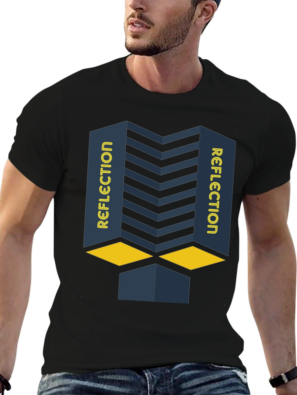 Reflection Graphic Print Black T-Shirt