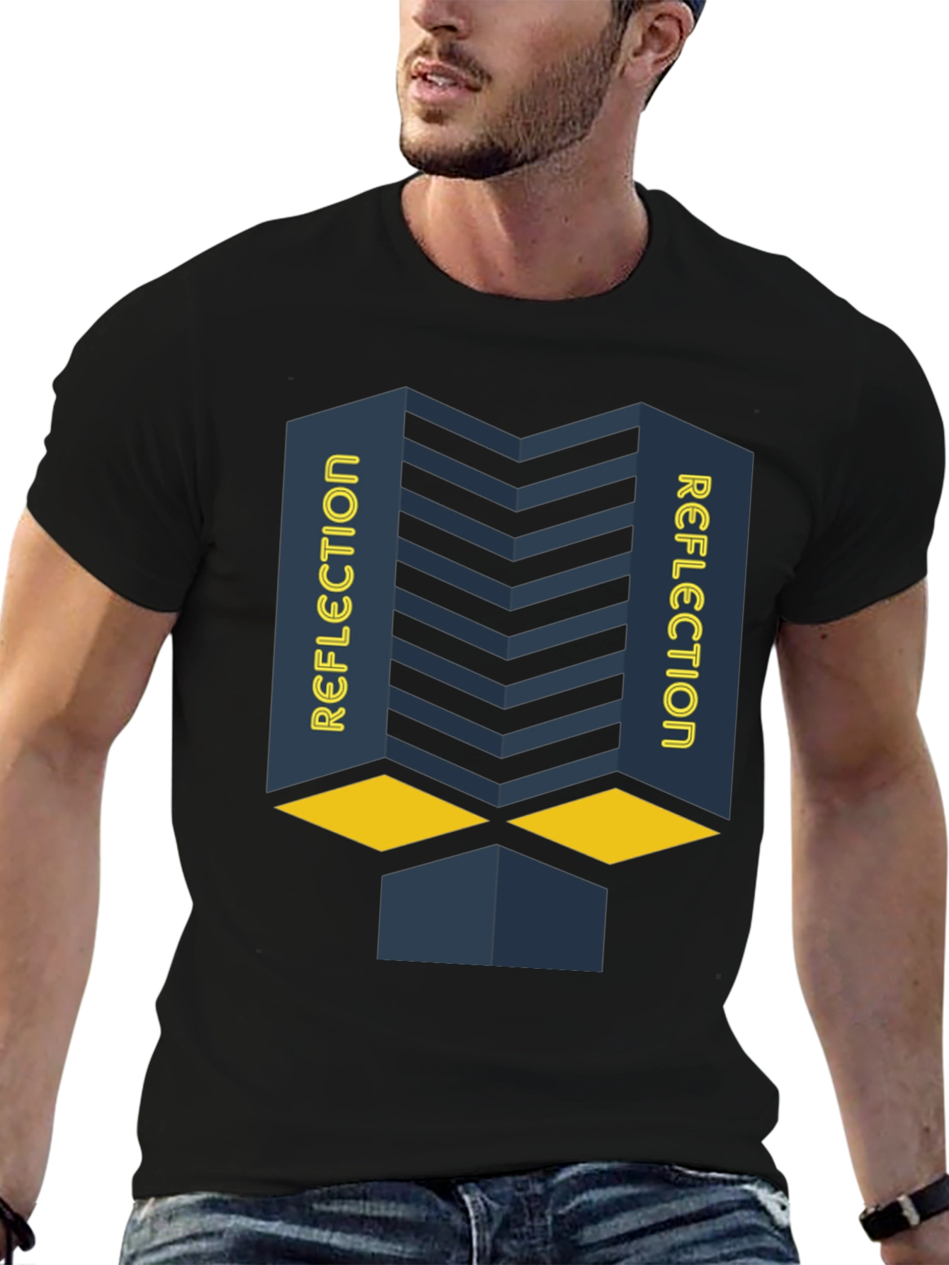 Reflection Graphic Print Black T-Shirt