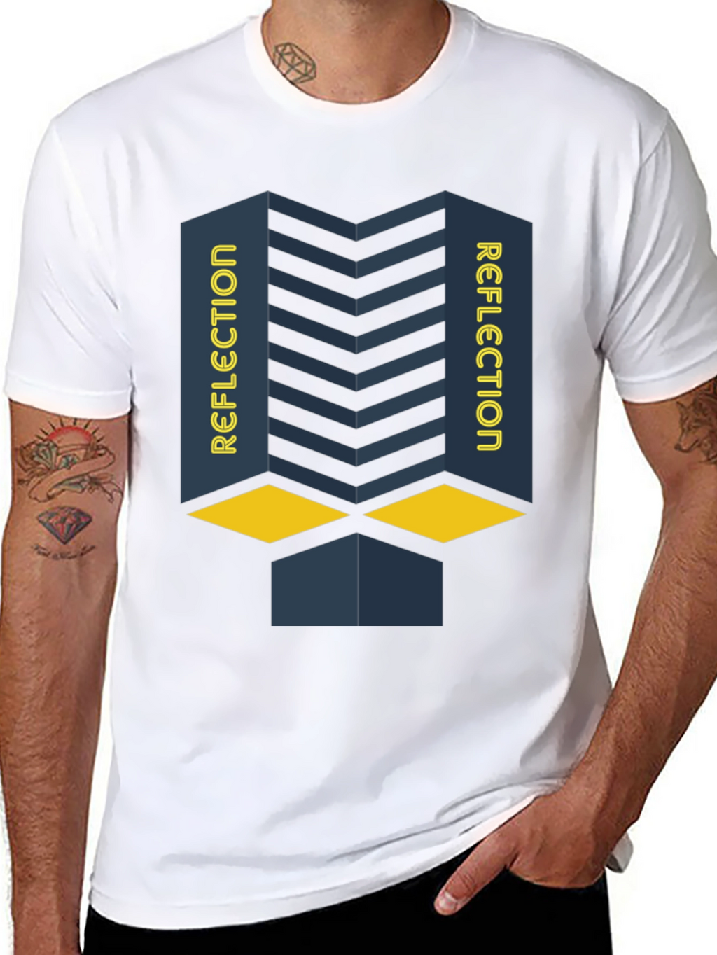 Reflection Graphic Print Black T-Shirt