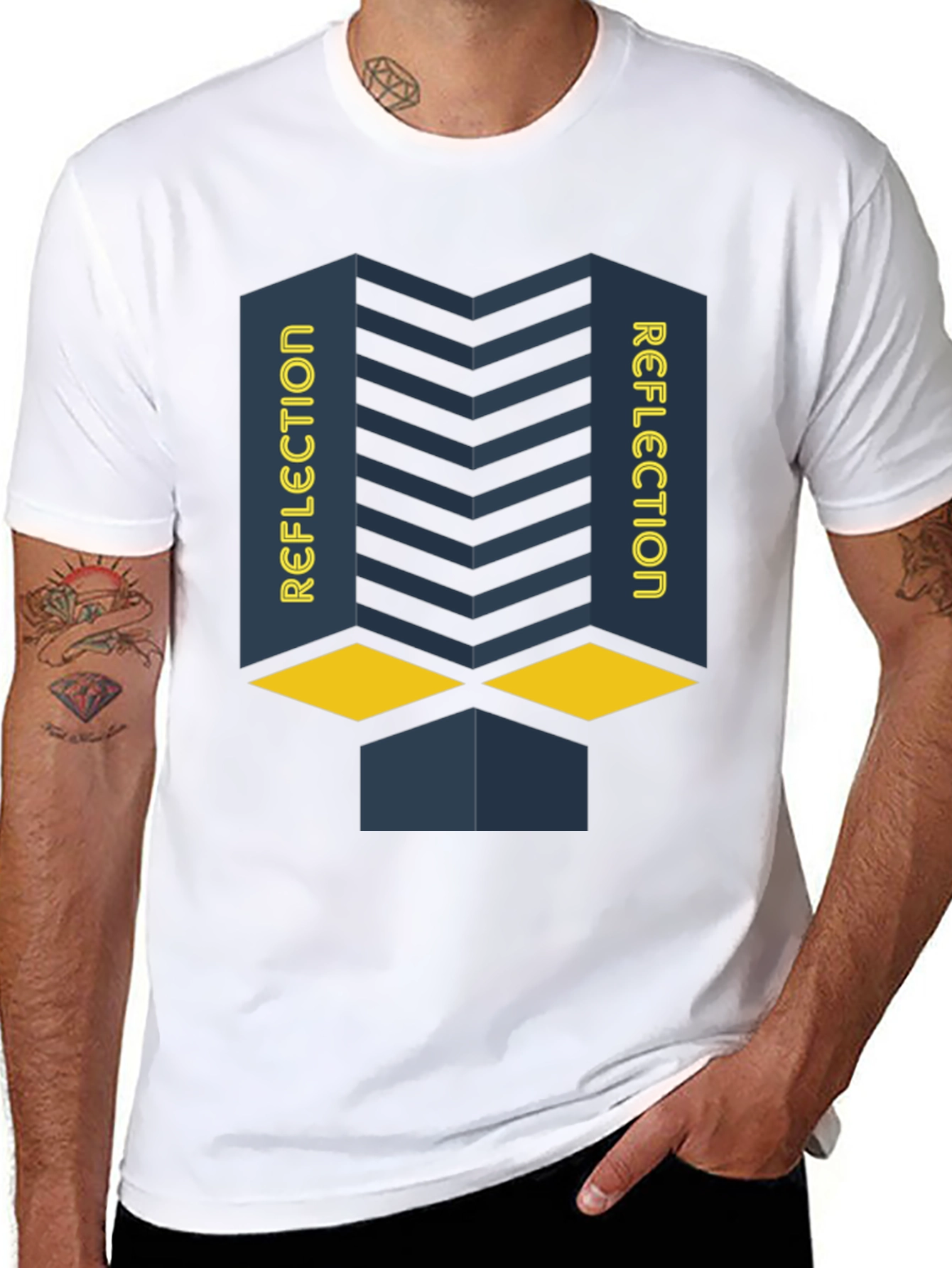 Reflection Graphic Print Black T-Shirt