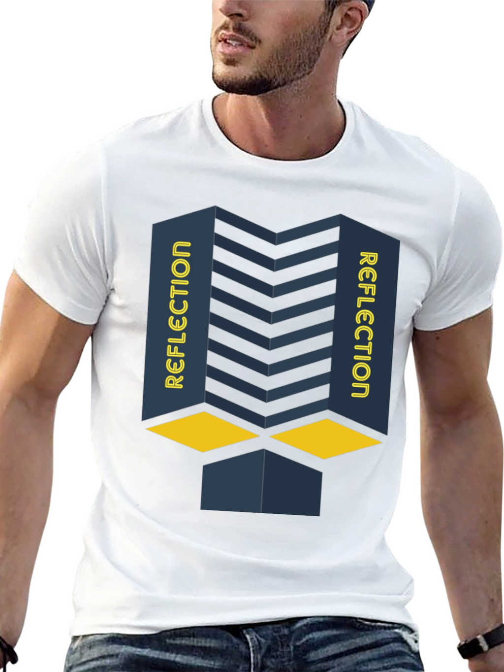 Reflection Graphic Print Black T-Shirt