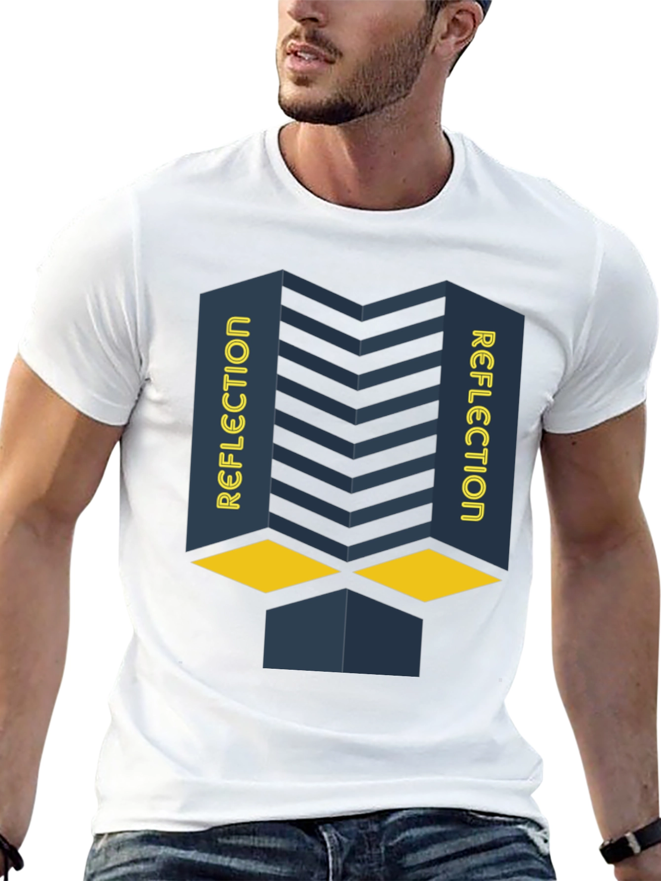 Reflection Graphic Print Black T-Shirt