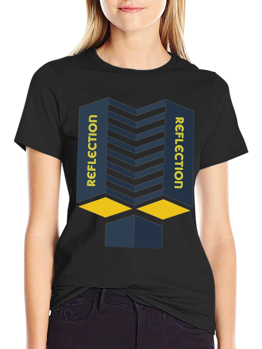 Reflection Graphic Print Black T-Shirt
