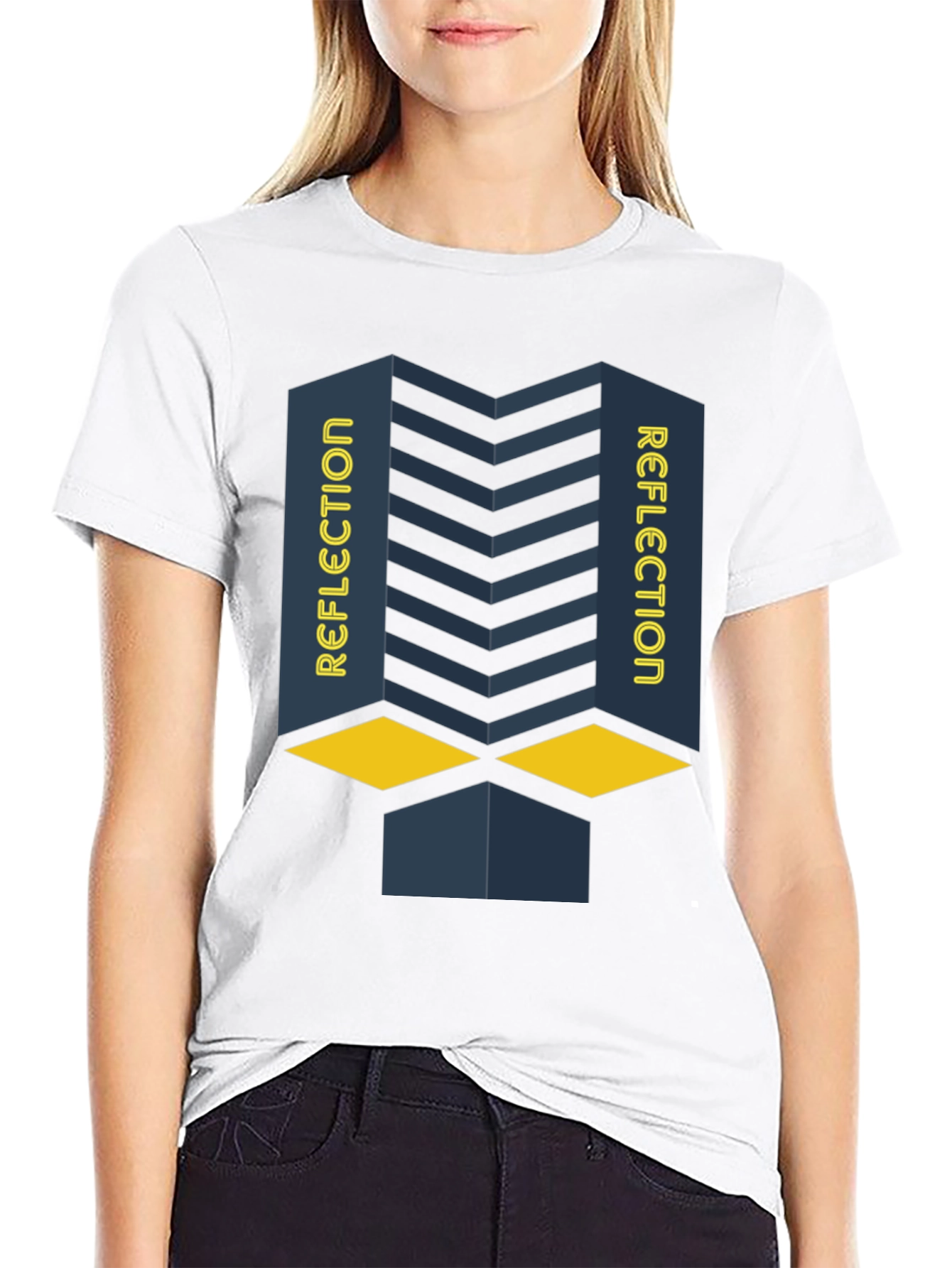 Reflection Graphic Print Black T-Shirt