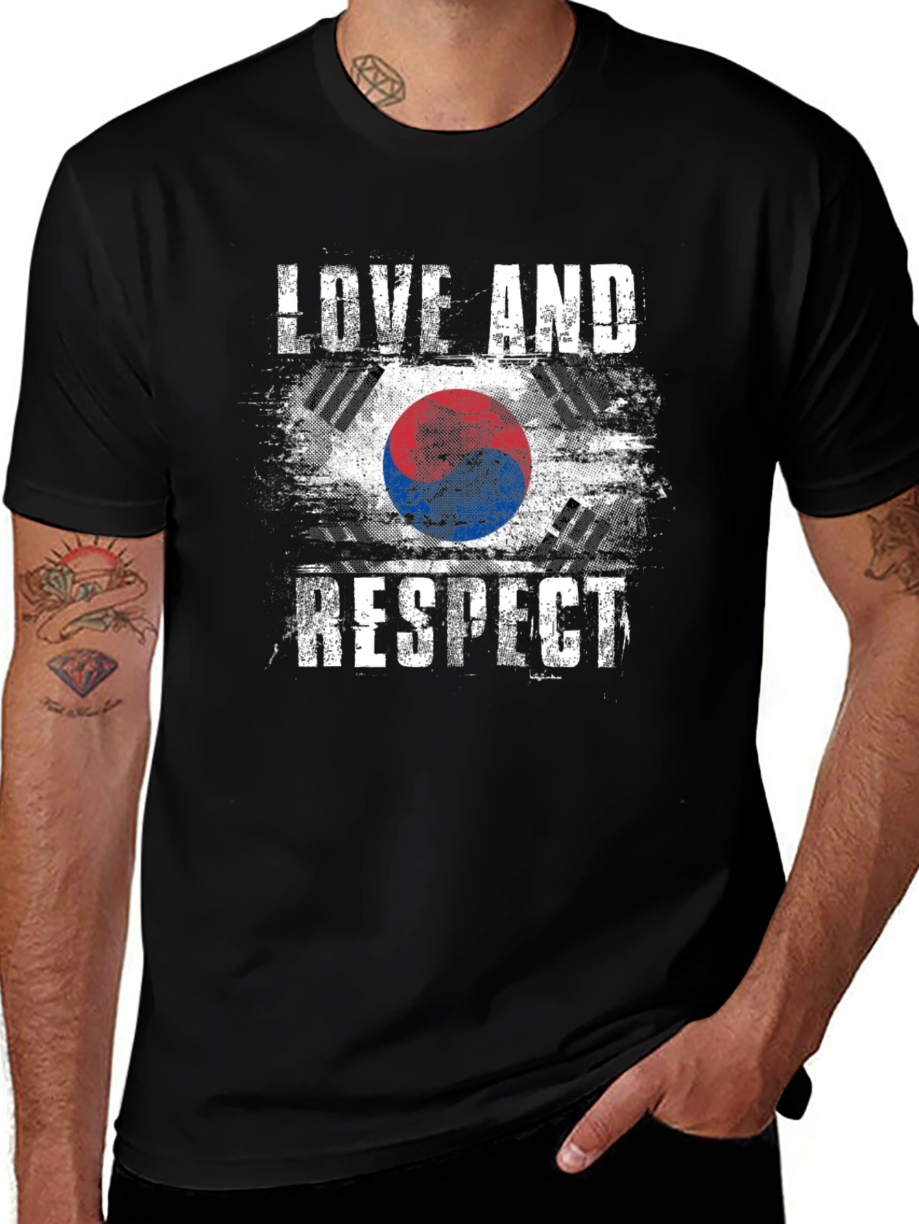 Love and Respect South Korea Flag Graphic T-Shirt