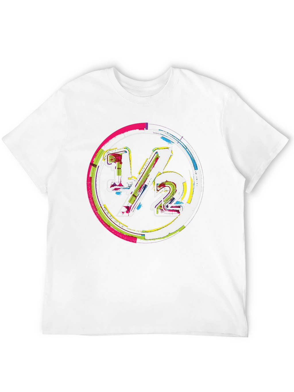 Modern 1/2 Graphic Tee - Unique Design Black Cotton
