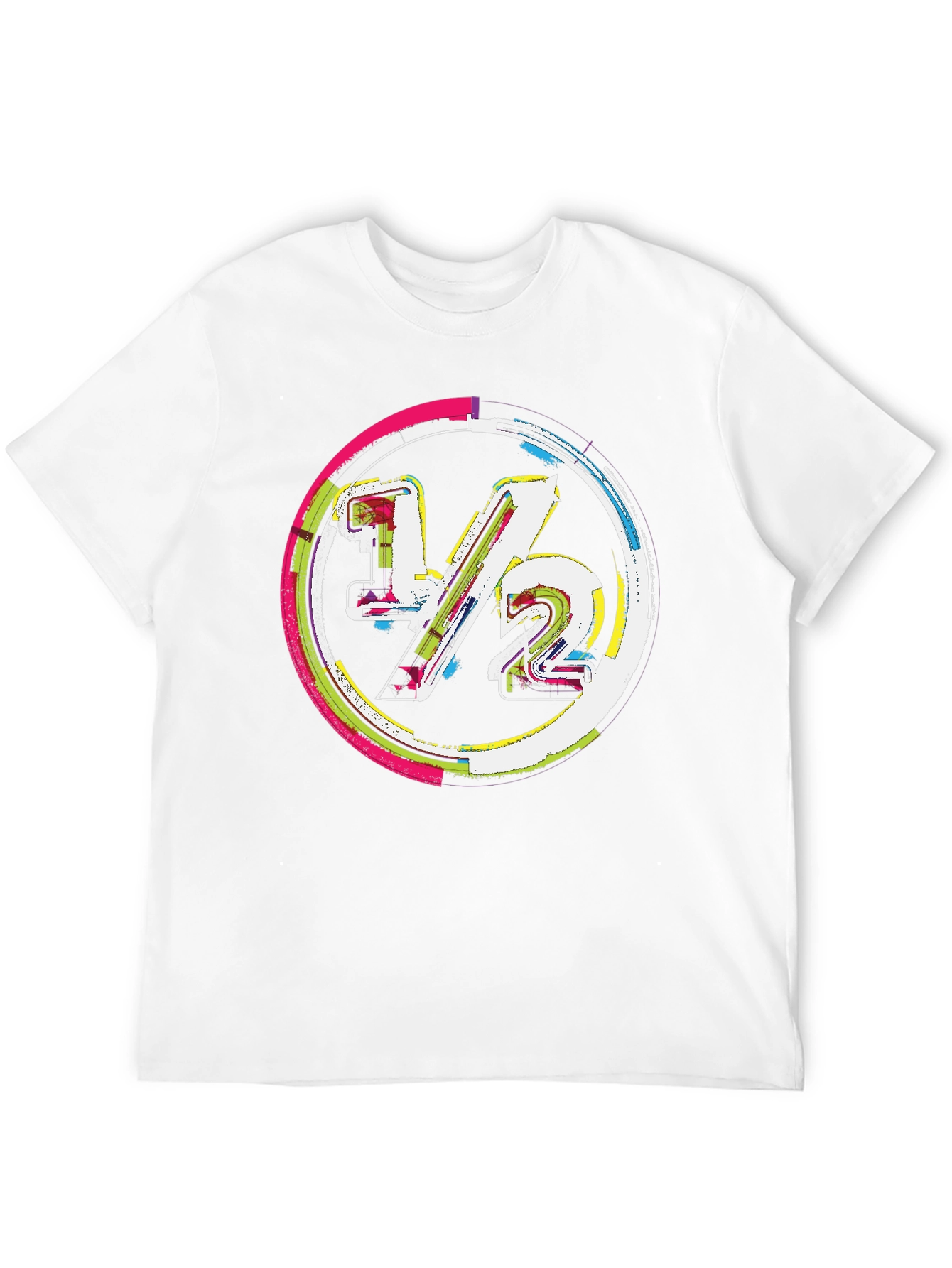 Modern 1/2 Graphic Tee - Unique Design Black Cotton