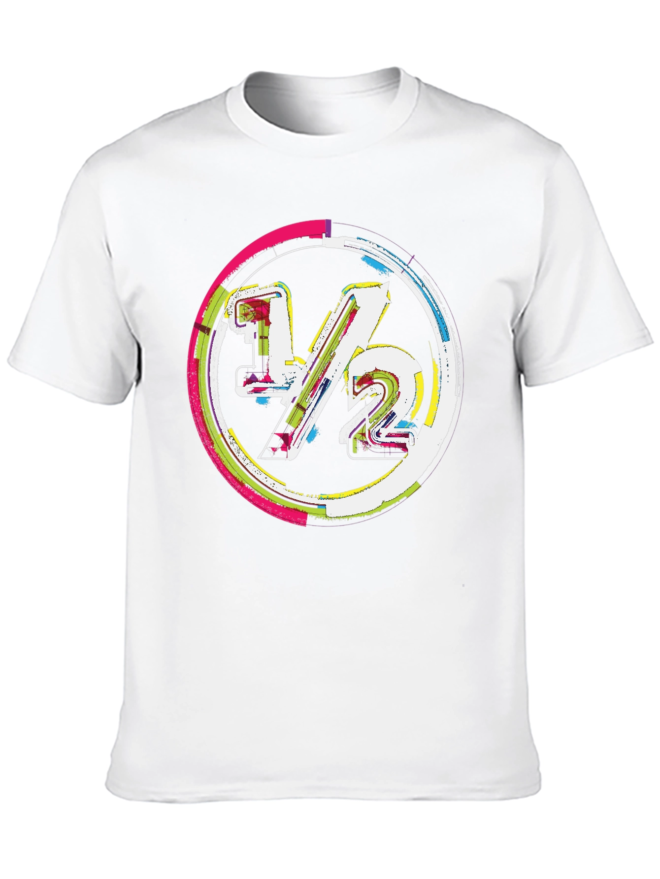 Modern 1/2 Graphic Tee - Unique Design Black Cotton