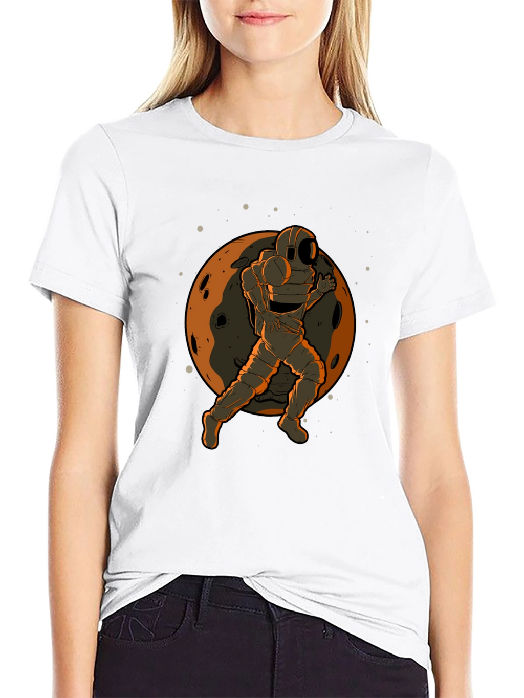 Astronaut Moon Graphic Black T-Shirt